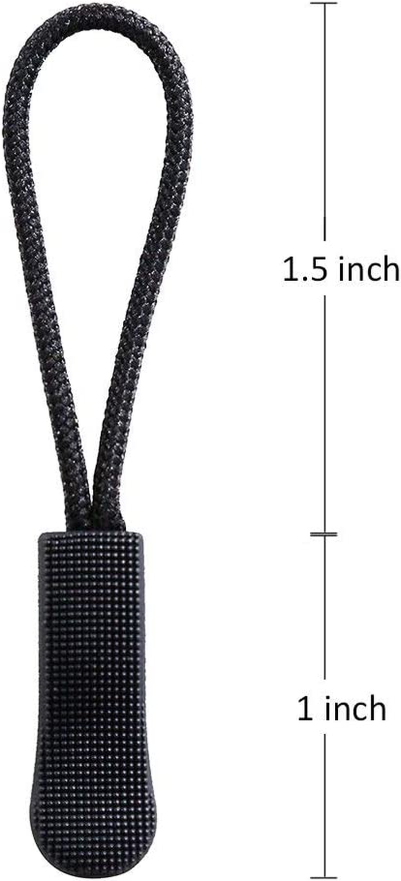 20 Pieces Zipper Pull Zipper Tags Cord Pulls Zipper Extension Zip Fixer (Black) image number 3