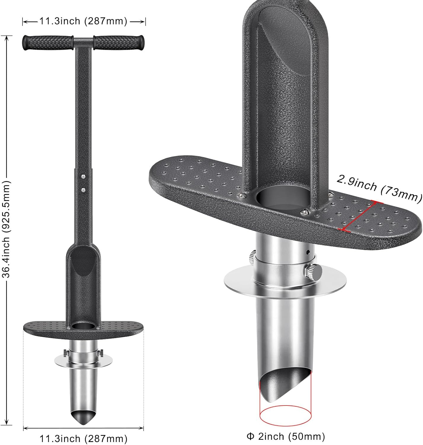 Grass Plugger Tool with Adjustable Digging Depth from 3 to 6 Inch Bulb Planter with Long Handle Plug Cutter Bulb Transplanter Tool for Plants Digging Holes, Repair of Turf, Transplant Seedling image number 5