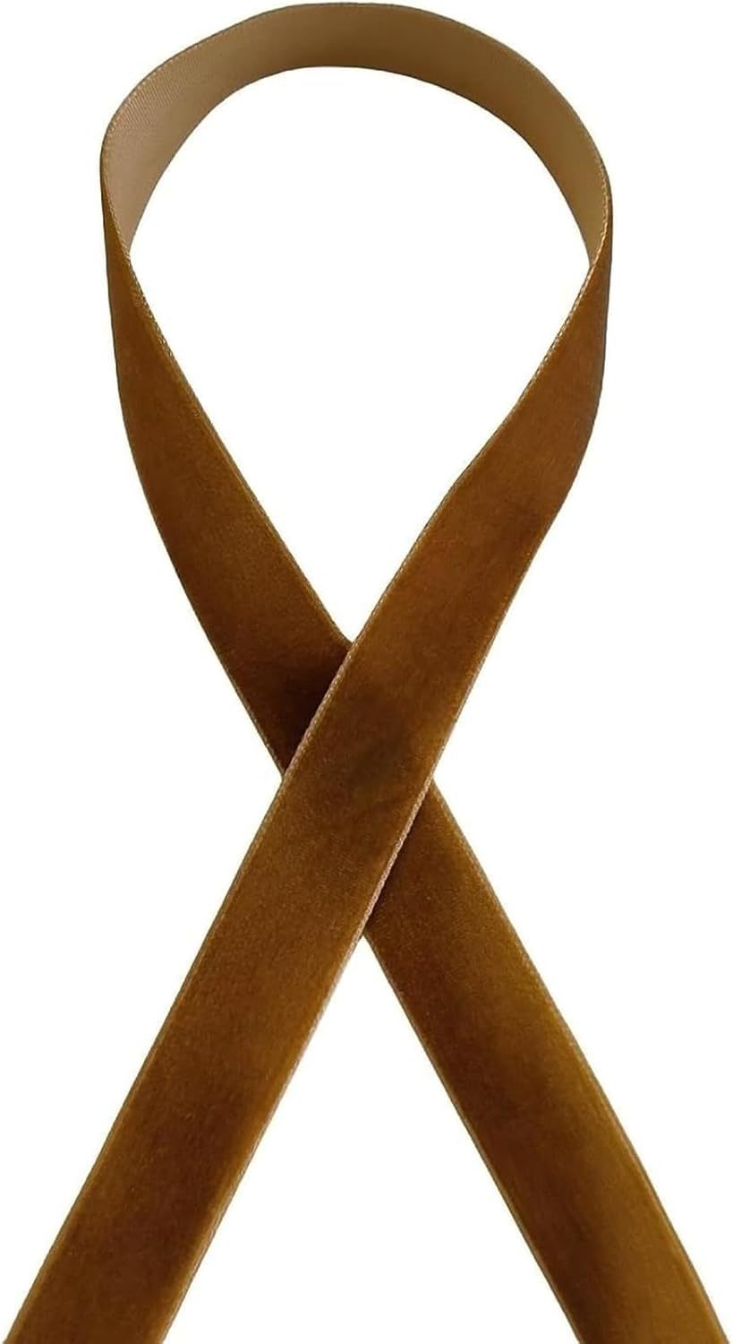 50 Yards Vintage Brown Velvet Ribbon 1CM Thin Ribbon for Gift Wrapping Wedding Decoration DIY Project (Brown)