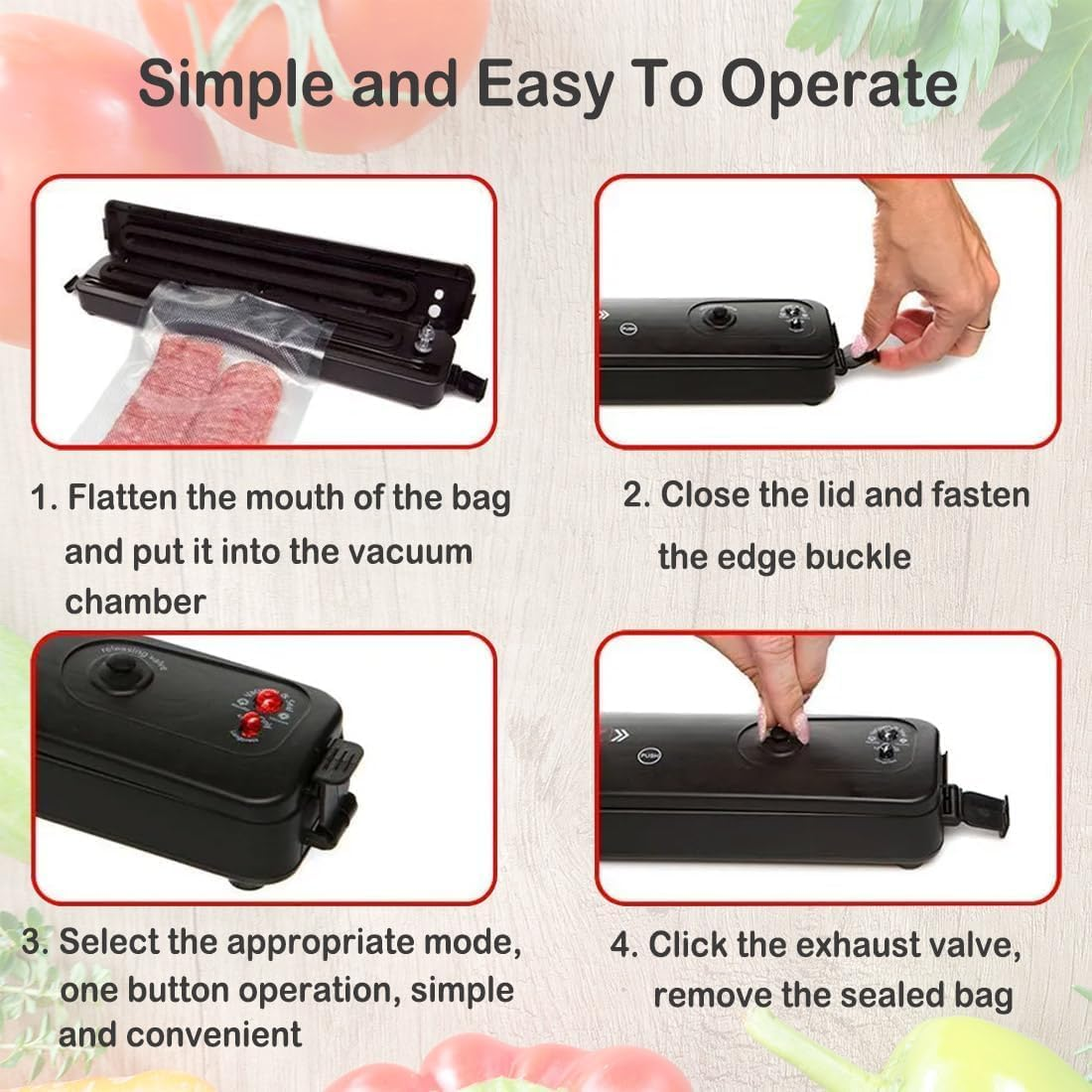 Vacuum Sealer, Automatic Food Vacuum Sealer with 50 Vacuum Sealer Pockets, Food Preservation to Preserve Dry to Use Compact Food Preservation Sealing Machine for Home & Kitchen (Sealer) - Sealer image number 4