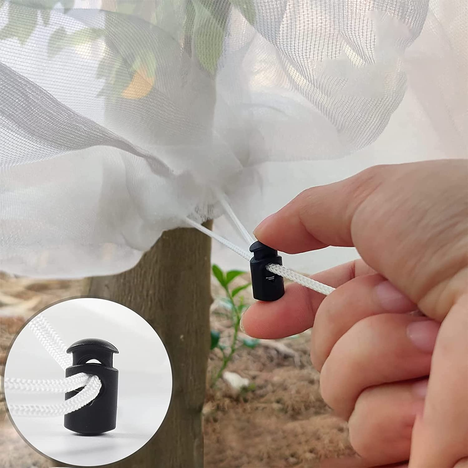 3 Pack Garden Netting Garden Plant Fruits Protection Netting Covers Bags with Drawstring, 3.3Ft X 2.6Ft Garden Plant Netting Barrier Bags, Insect Bird Barrier Netting Mesh for Vegetables image number 3