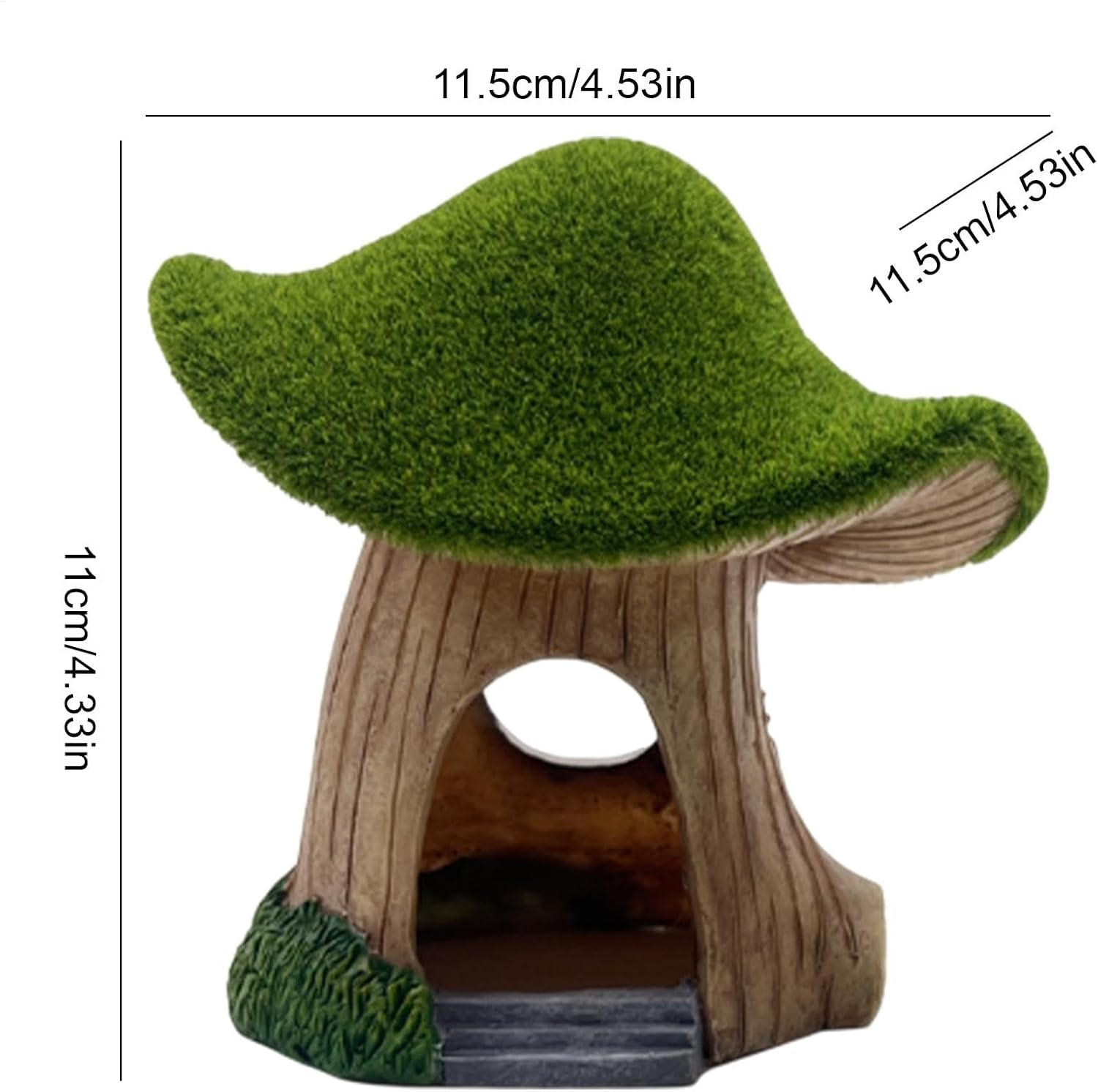Hjatirace Fish Tank House | Mushroom Green Moss Aquarium House Cave - Fish Shelter Landscape Cave Decor for Live Fish, Pet Shrimp, Reptiles image number 2