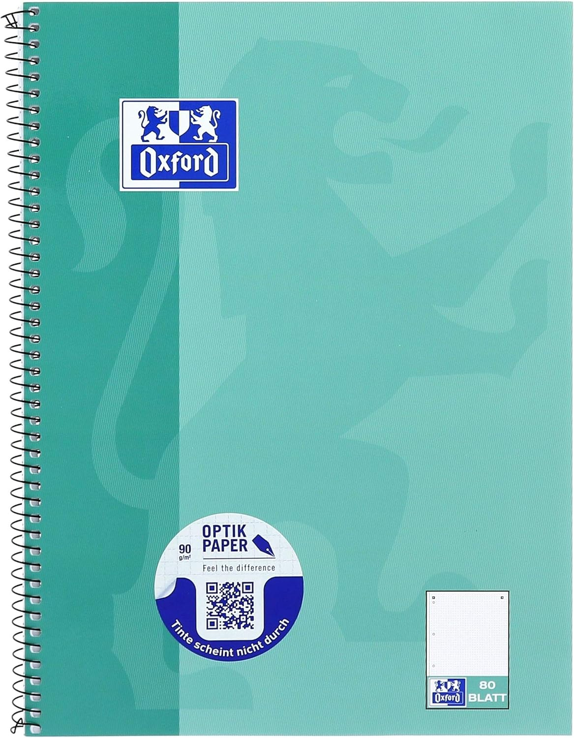 Oxford College Notepad A4 Dotted 80 Sheets Green Blue Pack of 5 image number 5