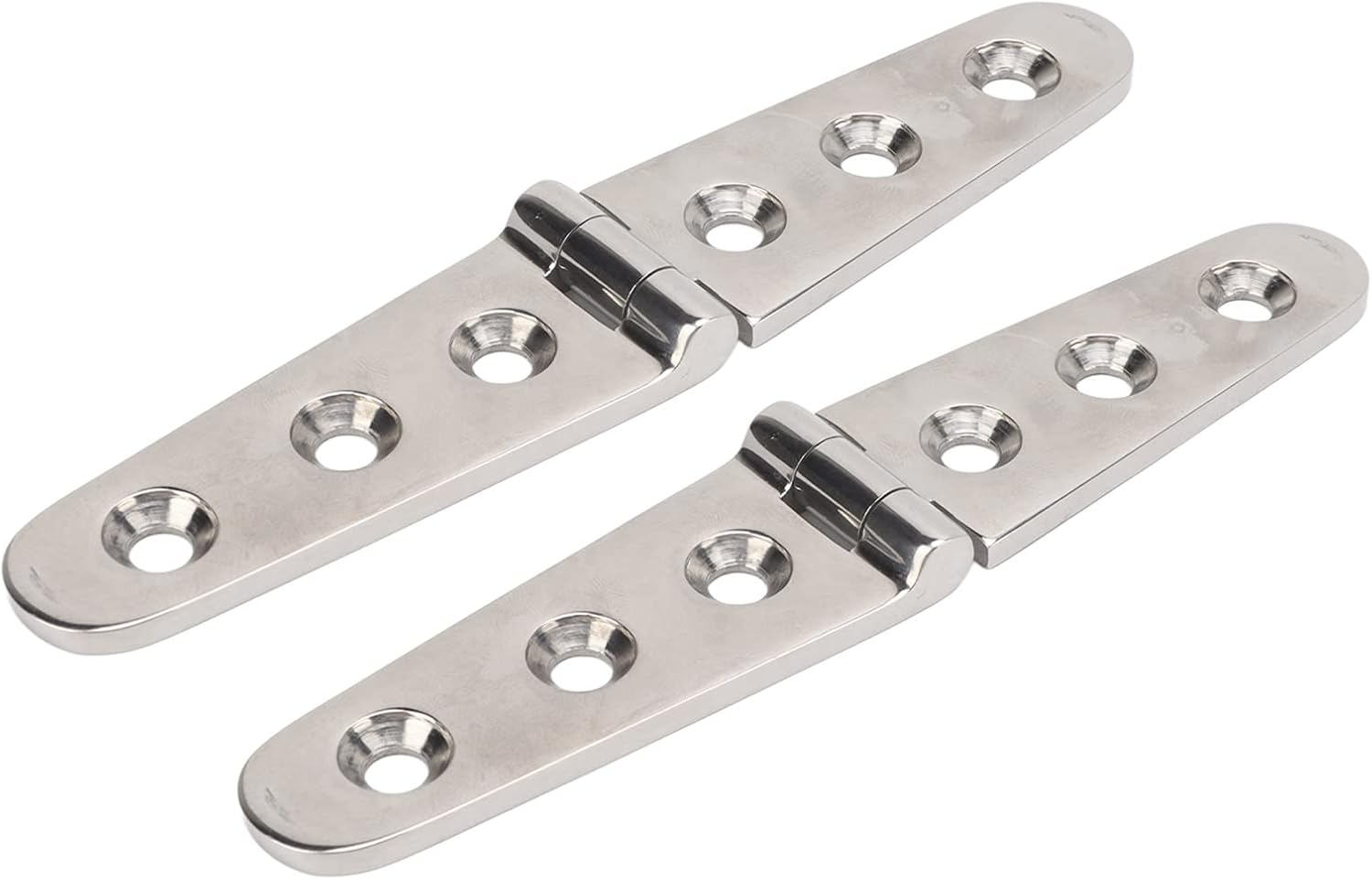 ASHATA Stainless Steel Heavy Duty Strap Hinge with Holes for Marine Boat Home Door Gate, Mirror Polished Hardware for Deck Barn, 2 Pack (3 Holes: 152X30Mm/5.98X1.18In) image number 5