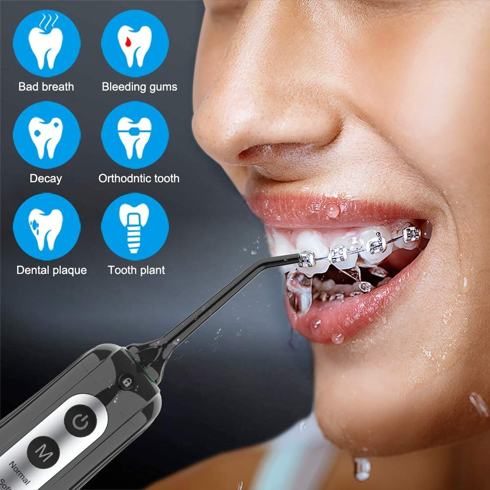 INSMART Water Flosser Cordless Dental Pick for Teeth Clean, Professional Oral Irrigator DIY 4 Modes IPX7 Waterproof 300ML Tank USB Rechargeable, Irrigate Jet for Plaque Removal Oral Gums Care - Black image number 5