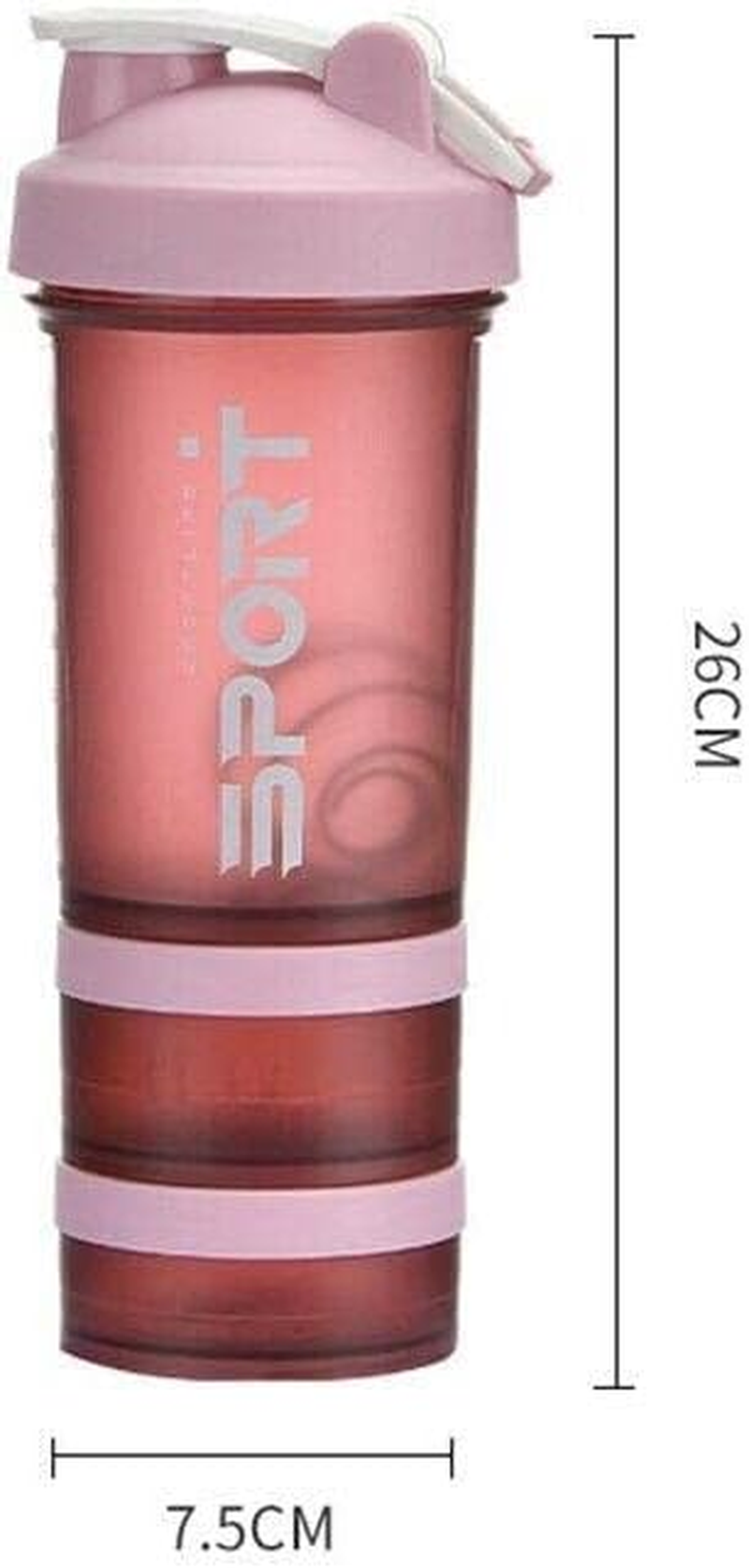 AIMALL 500Ml Multi-Compartment Powder Milkshake Drink Cup Sport Water Bottle 500Ml 3 Tier Protein Shaker Pill image number 1