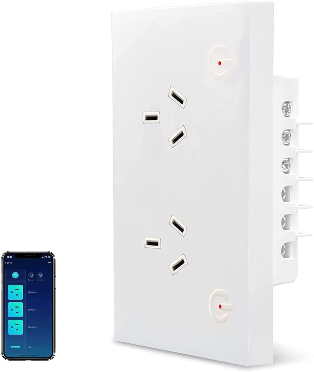 Jinvoo Smart Wall Outlet Socket,Wall Charger Outlet Socket, 16A Plug Charger Smart Power Point GPO Voice Control Compatible with Alexa & Googglee, Timer Schedule,Saa Certified Overload Protection