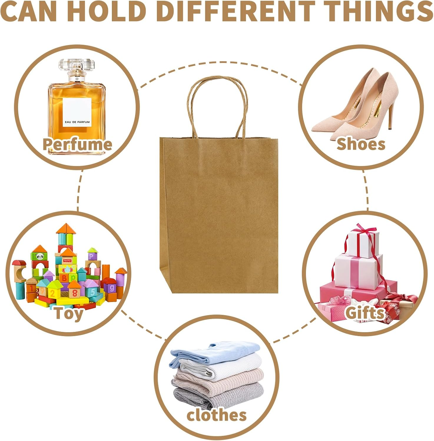 CORORIO 30 Pack Brown Kraft Paper Gift Bags with Handles,21X11X27 CM Small Bags Kraft Paper Bags for Thank You'S Day Shopping Birthday Grocery Retail Business Party image number 5