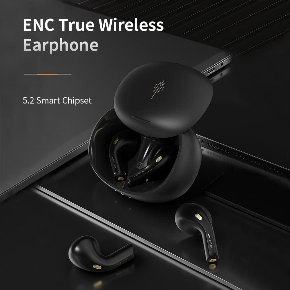 Half-In Ear Crystal Clear Stereo TWS Earphone Stable Signal ENC HD Calling True Wireless Earphone Low Power Consumption IP54 Waterproof TWS Earbud Exclusive Patented, 20Hrs Playtime (Blackgreen) image number 2