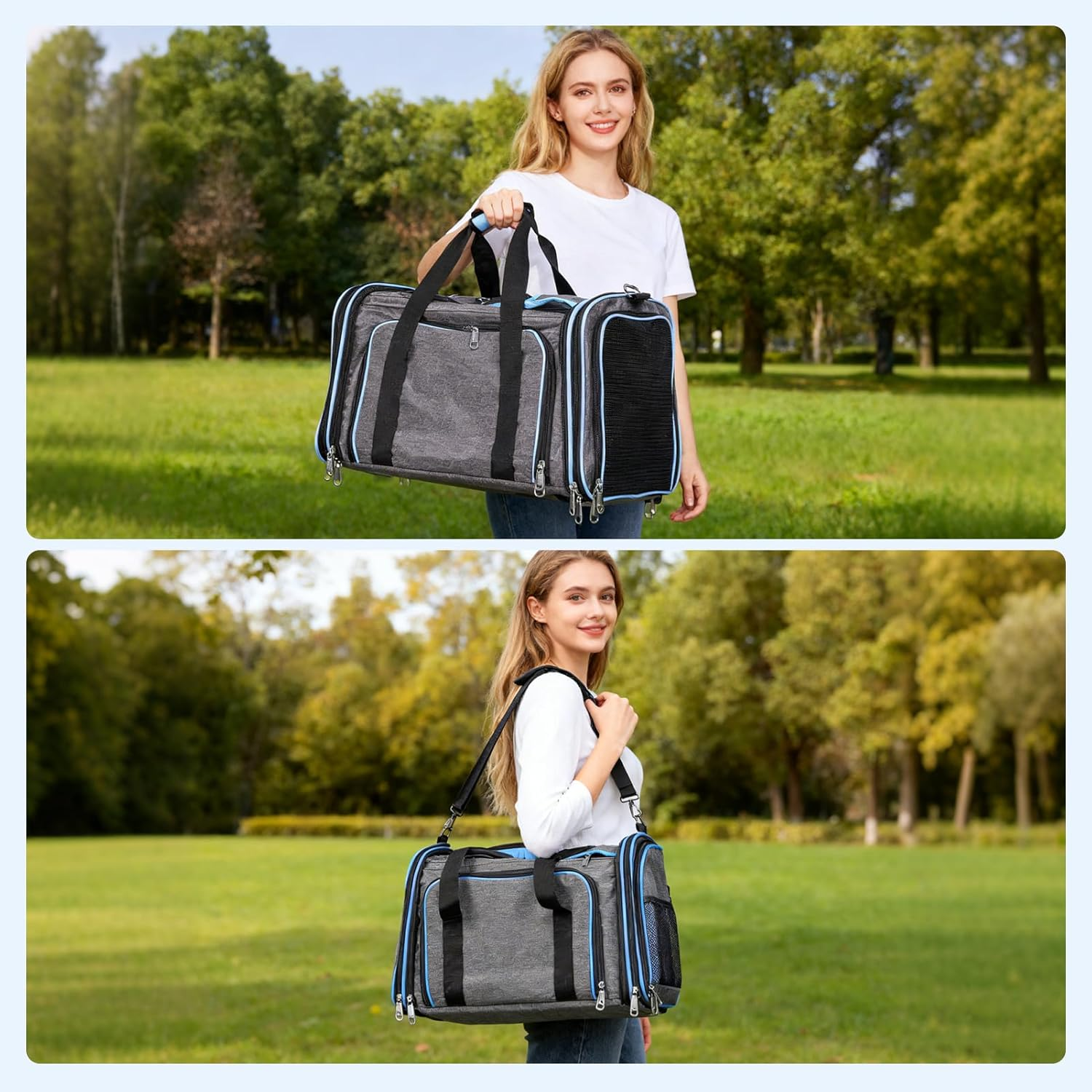 Expandable Cat Backpack - Dog Backpack up to 15 Kg, Foldable Cat Backpack for Cats Dogs with Inner Safety Lead and Pet Mat Cat Transport Bag Max