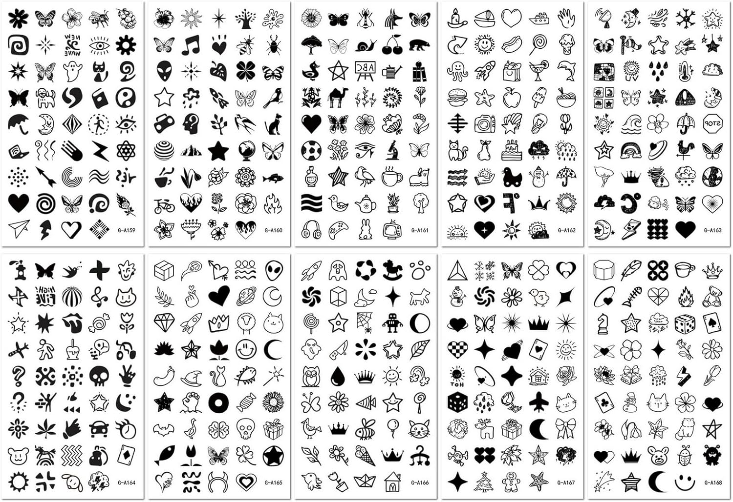 10 Sheets Mini Finger Tattoo Stickers Black Series Small Fresh Hand Clavicle Temporary Stickers image number 2