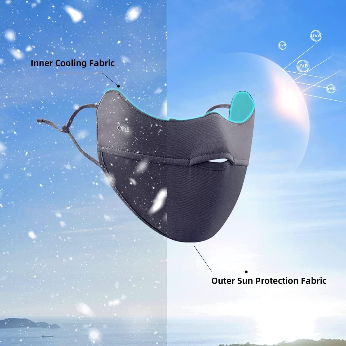 UPF50+ Cooling Upgrade Sun Protection UPF 50+ Face Covers Balaclava Breathable Neck Gaiters for Women and Men image number 3