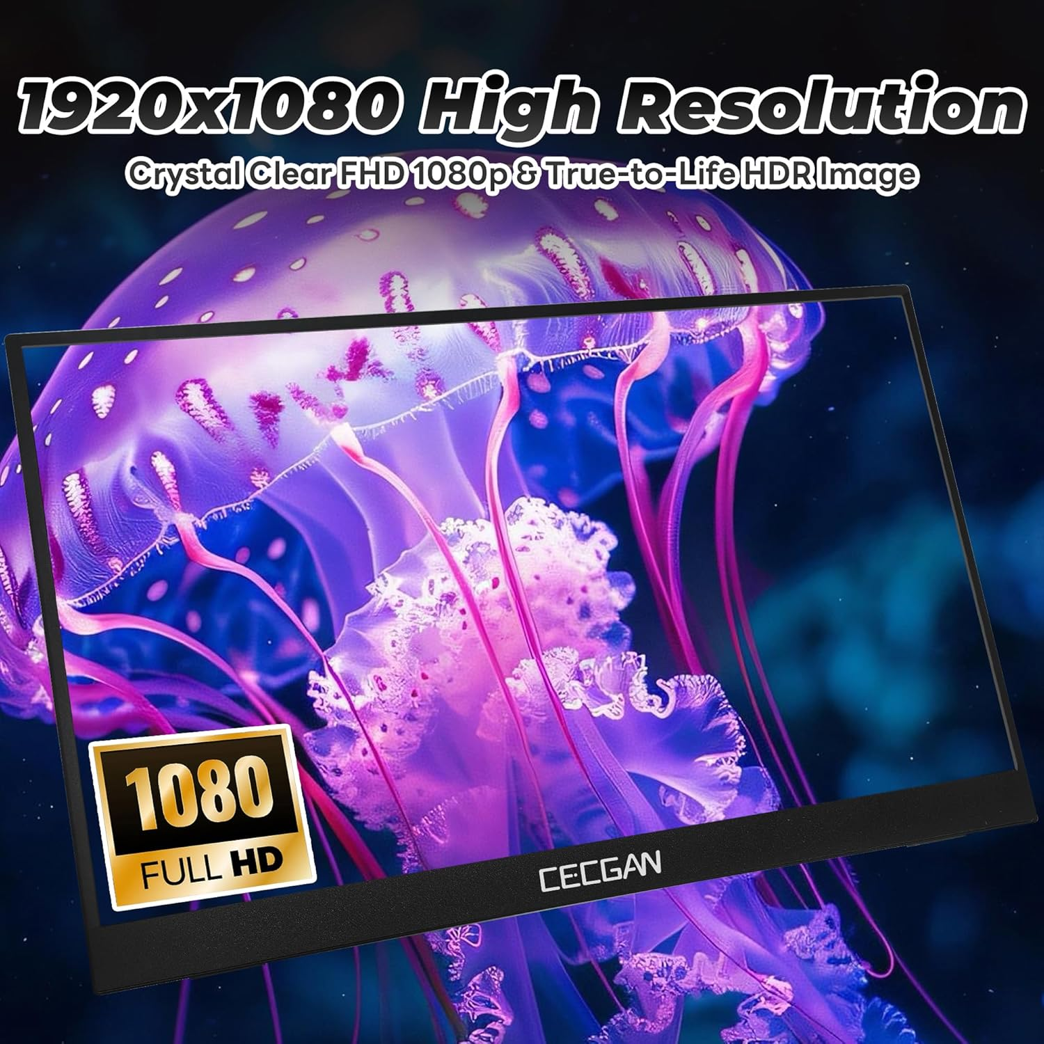 15.6 Inch Portable Monitor, 1080P FHD, Adjustable Angle Bracket, Protective Sleeve Bag, Dual USB-C & HDMI Second Monitor for Laptop, PC, Phone, Mac, Switch, HDR IPS Gaming Display, VESA Compatible. image number 6