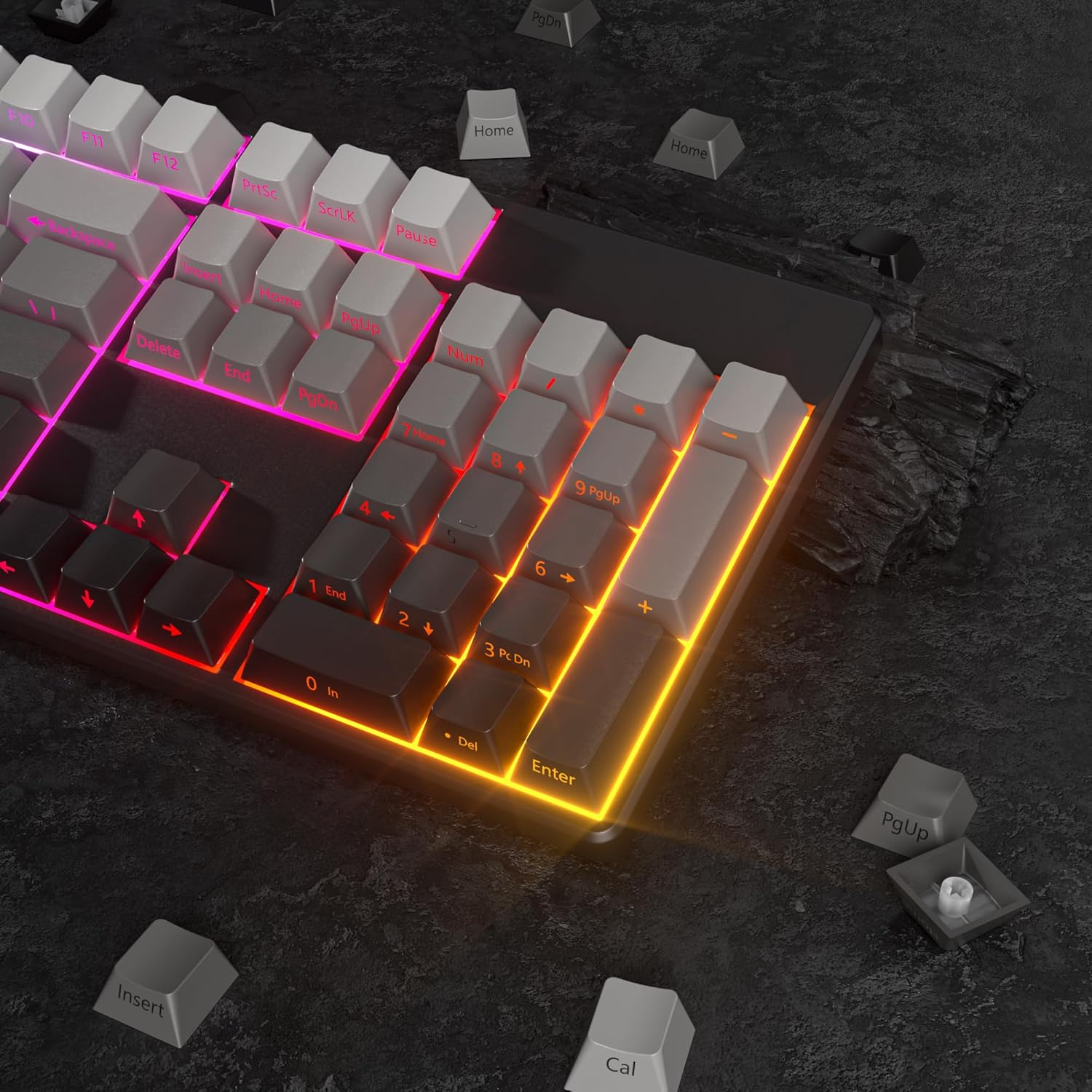 Guffercty Kred 140- Keys Side Printed Keycap PBT Gradient Keycaps 75 Percent, Cherry Profile Minimalist Style Custom Shine through Keyboard Keycap for Mechanical Keyboards(Grey Side Print) image number 6