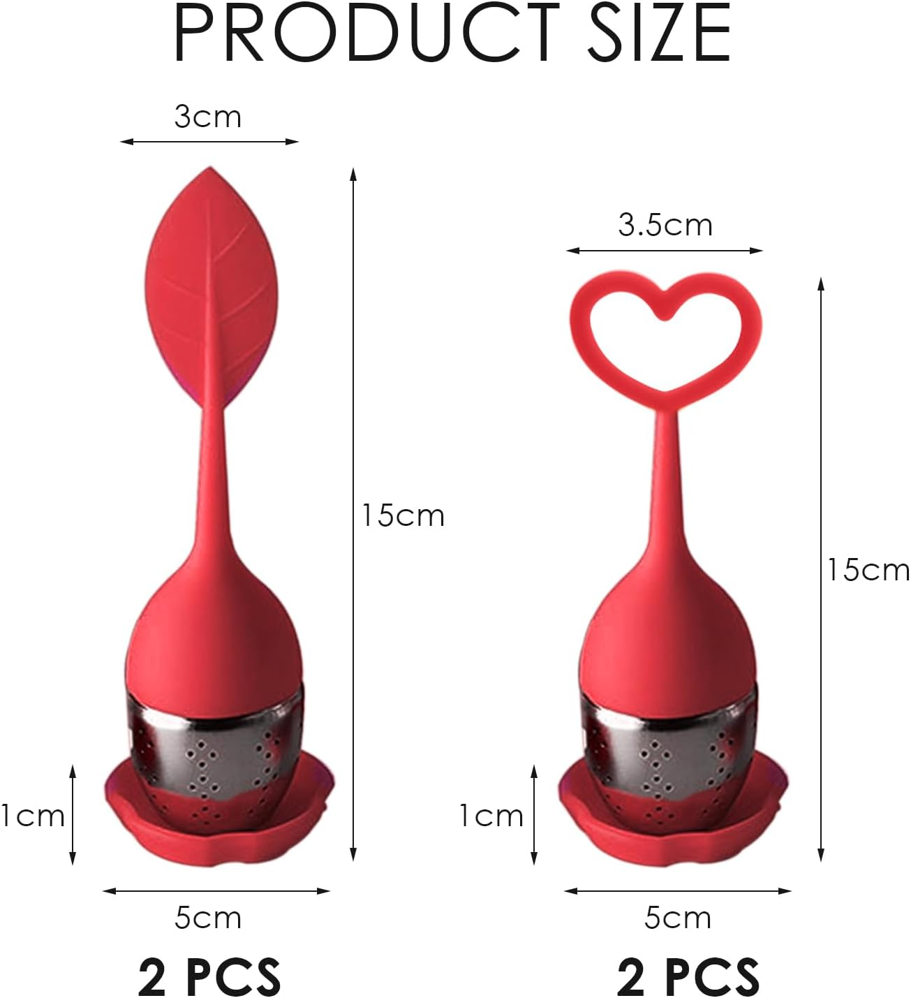 4 Pieces Loose Tea Infuser, Tea Infuser, Silicone Tea Infuser, Leaf Love Tea Infuser, Tea Strainer with Long Handle, Tea Preparation Tool Accessories image number 3