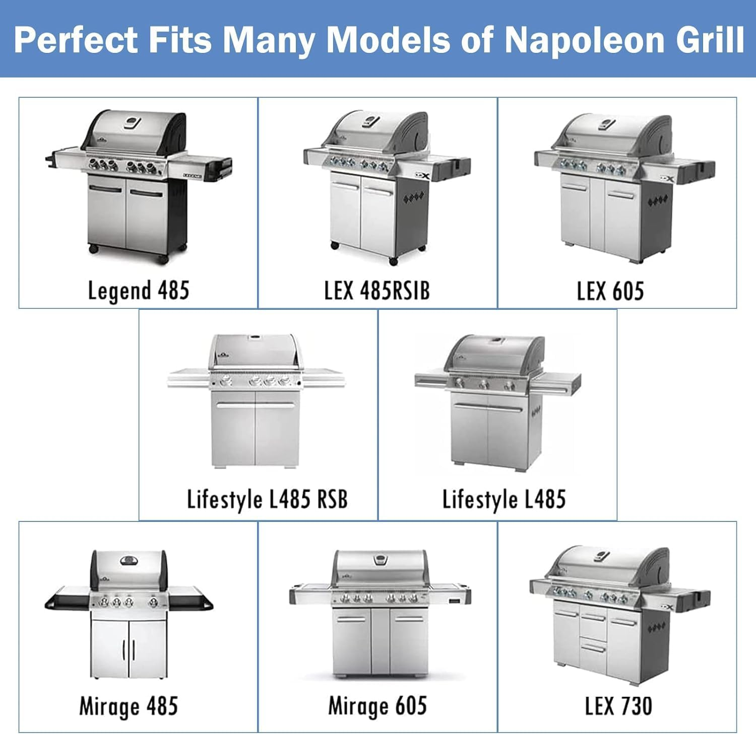 Criditpid Grill Replacement Parts for Napoleon LEX 485, LEX 605, LEX 730 Series, Legend 485, Mirage, Lifestyle Gas Grills, Napoleon S81001 Heat Plate Flame Tamer and Burner for Napoleon Grill Parts image number 5