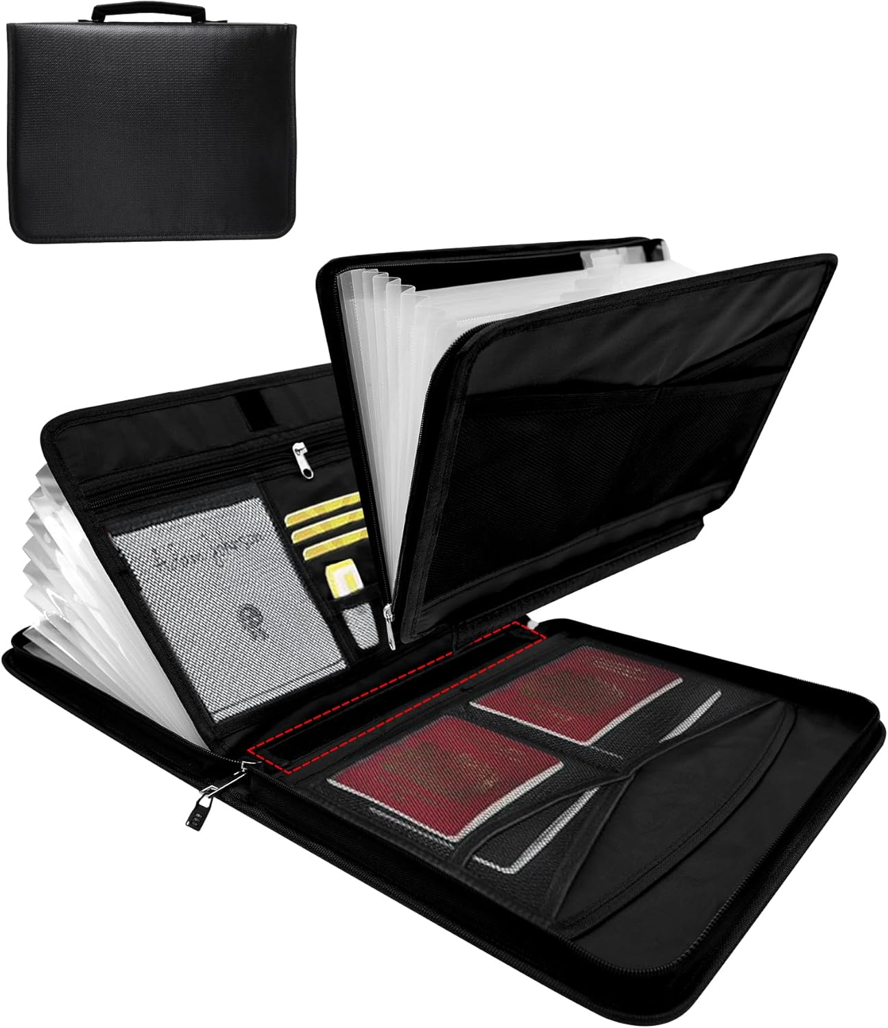 Fireproof Document Bag,A-Z -Accordion File Organizer 26 Pocket with Handle,Holder for Documents, Cash, Receipt, Birth Certificate, Passport, Citizenship Certificate, Etc. image number 2