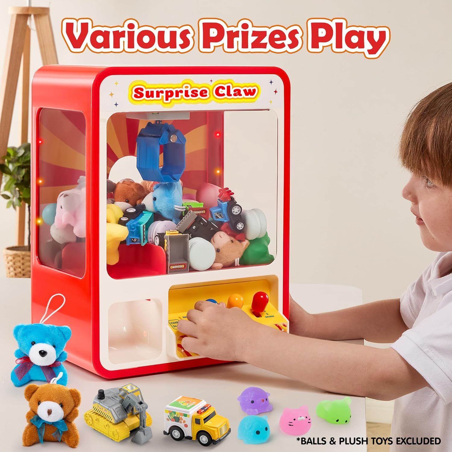 JOYIN Claw Machine Arcade Toy with LED Light & Adjustable Sound, Rechargable Dispenser Toys Mini Vending Machine for Kids - Perfect Christmas & Birthday Big Gifts for Kids, Ages 3+ image number 6