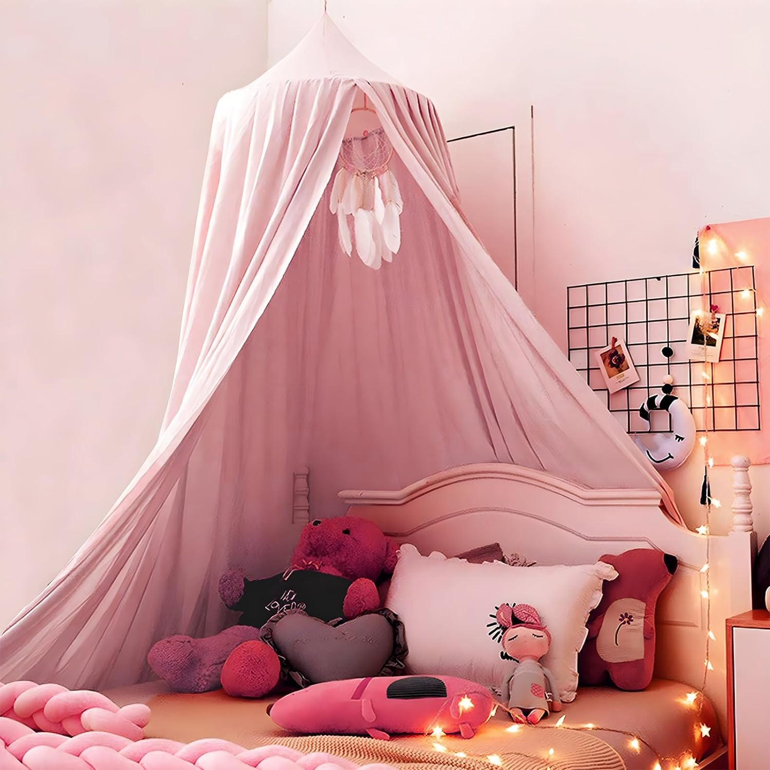 Princess Decor Canopy for Kids Bed, Soft and Durable Bed Canopy for Girls Room Tent Canopy Dreamy Mosquito Net Bedding, Children Reading Canopies Indoor(Pink) image number 3