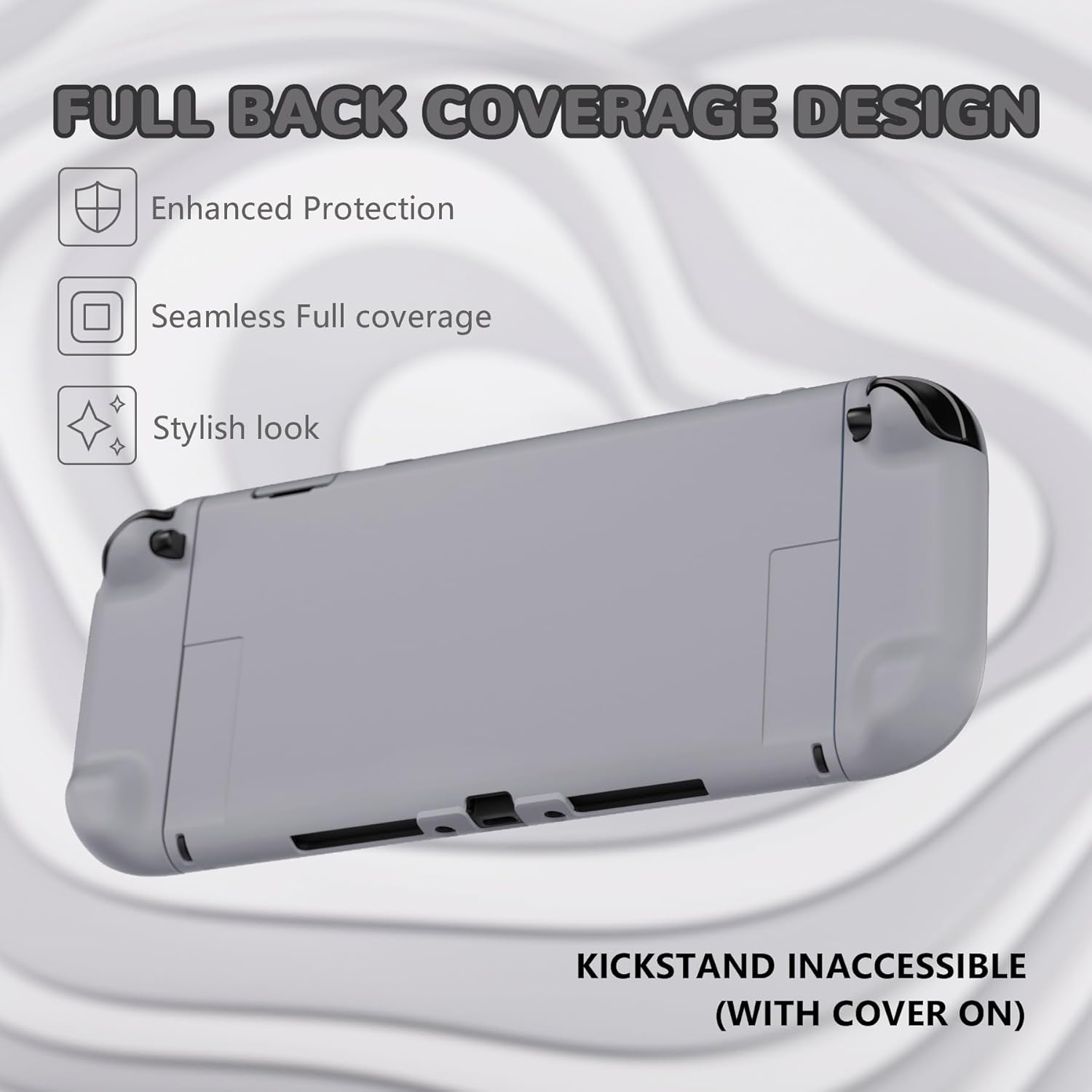 Playvital Protective Case for Nintendo Switch 2 | Dockable Grip Cover with Extra Foldable Stand & Thumb Grips for Switch 2 2025 | Anti-Scratch Design Hard Shell | Solid Color Series, Now Hope Gray image number 4