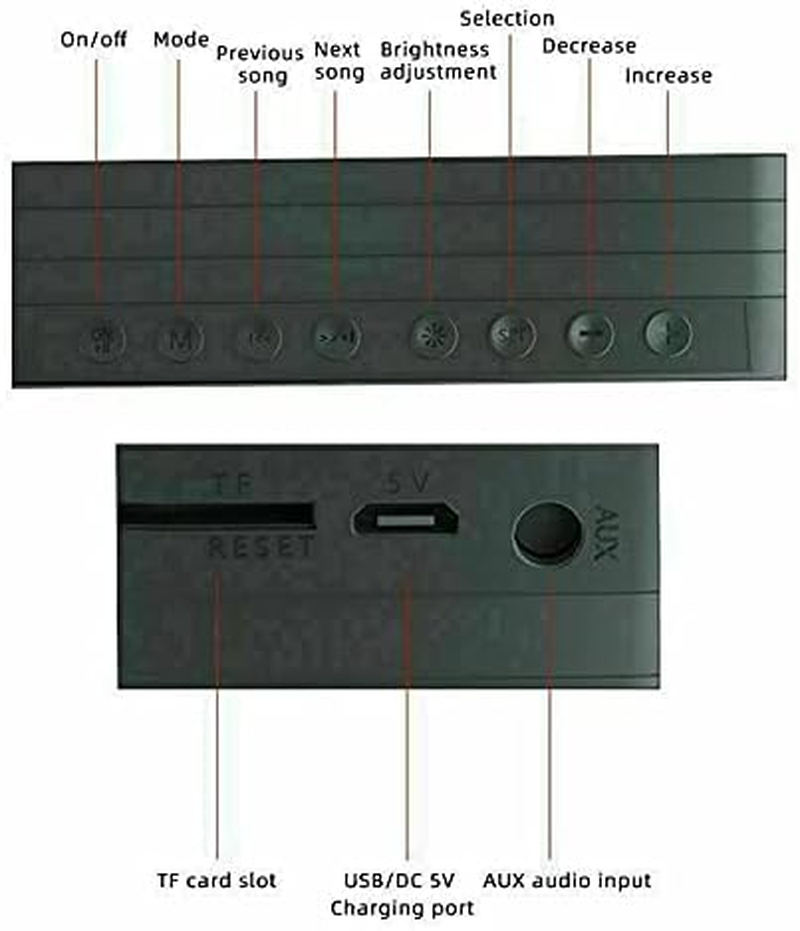 Costcom LED Display Mirror Digital Alarm Clock Wireless Bluetooth Speaker Home Decor Multifunctional Desk Clock for Bedroom and Office (Black) image number 3