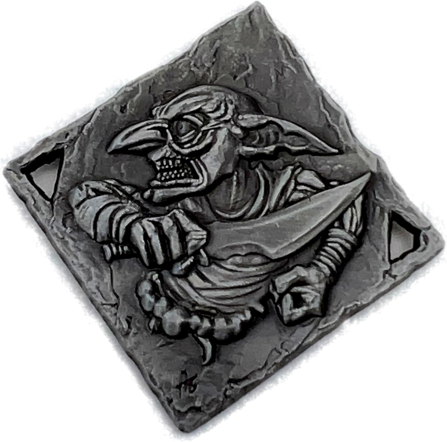 Cryptic Creative Silver Goblin Decision Coin D2 Heads-Tails - Yes-No RPG LARP image number 3