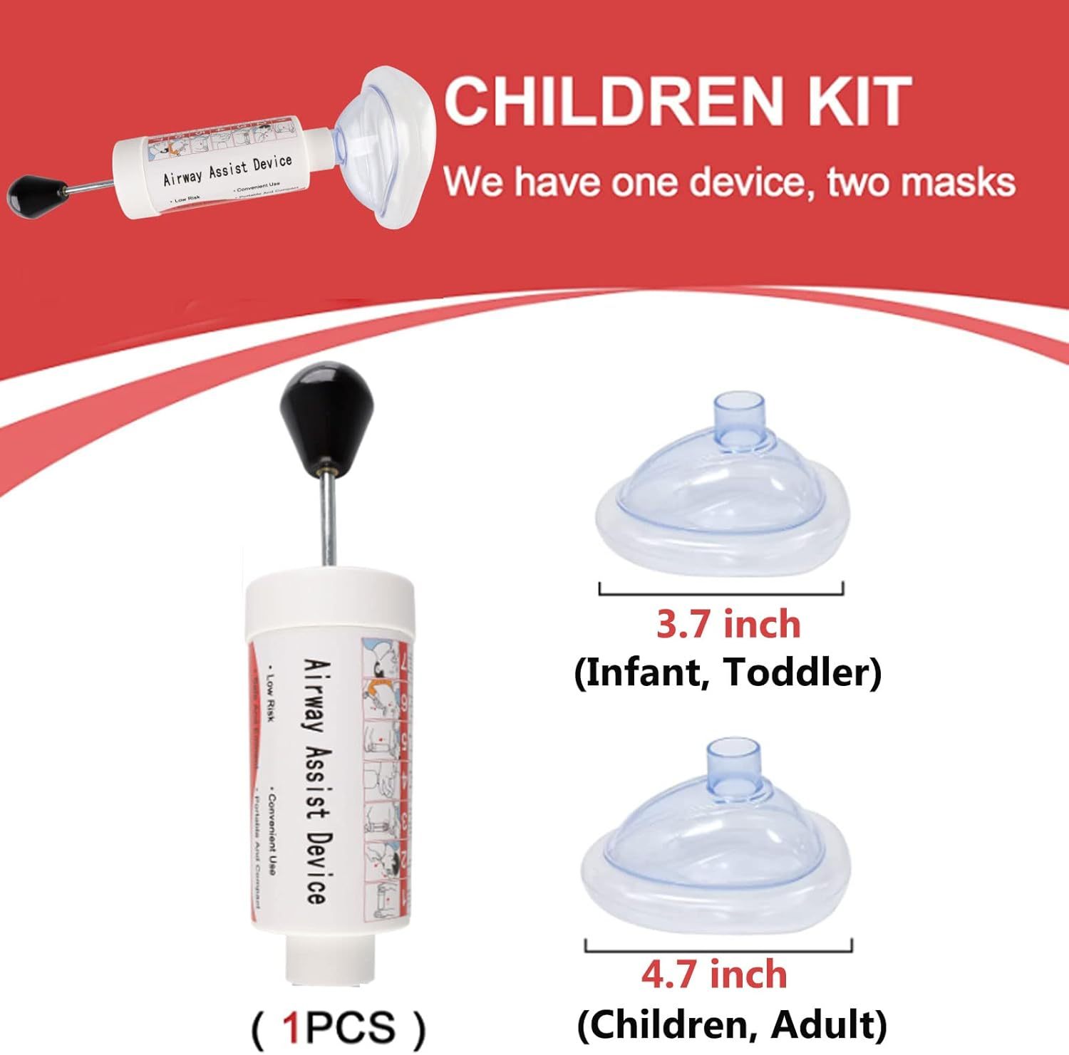 Child & Adult Removal Device for Removing Obstructed Objects, Portable Device for Toddlers and Kids, Safe and Effective Infant First Aid Kit, Easy to Use, Equipped with Two Size Masks image number 3