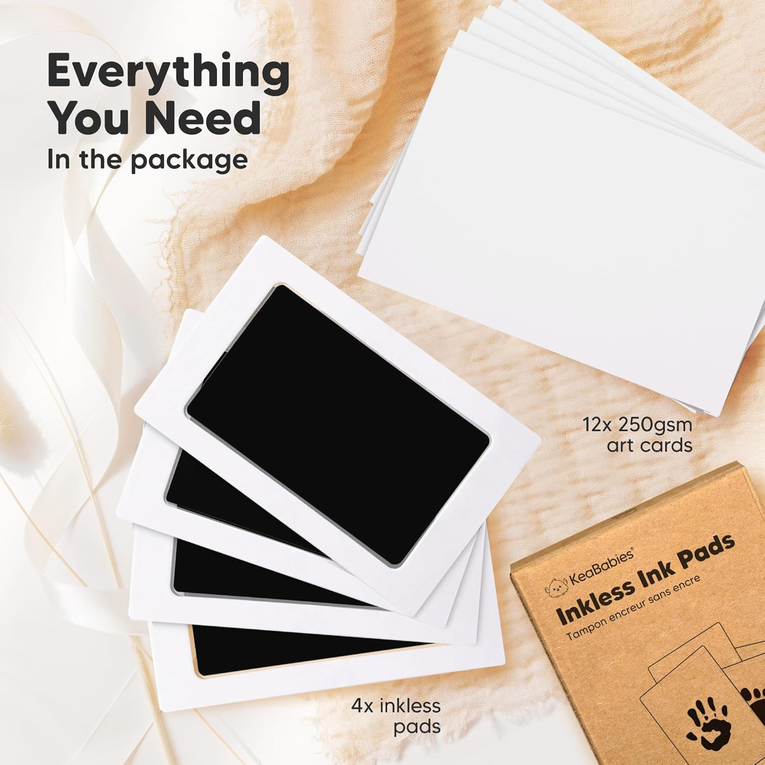 4-Pack Inkless Hand and Footprint Kit - Ink Pad for Baby Hand and Footprints - Dog Paw Print Kit, Dog Nose Print Kit - Baby Footprint Kit, Clean Touch Baby Foot Printing Kit, Handprint Kit (Jet Black) image number 5