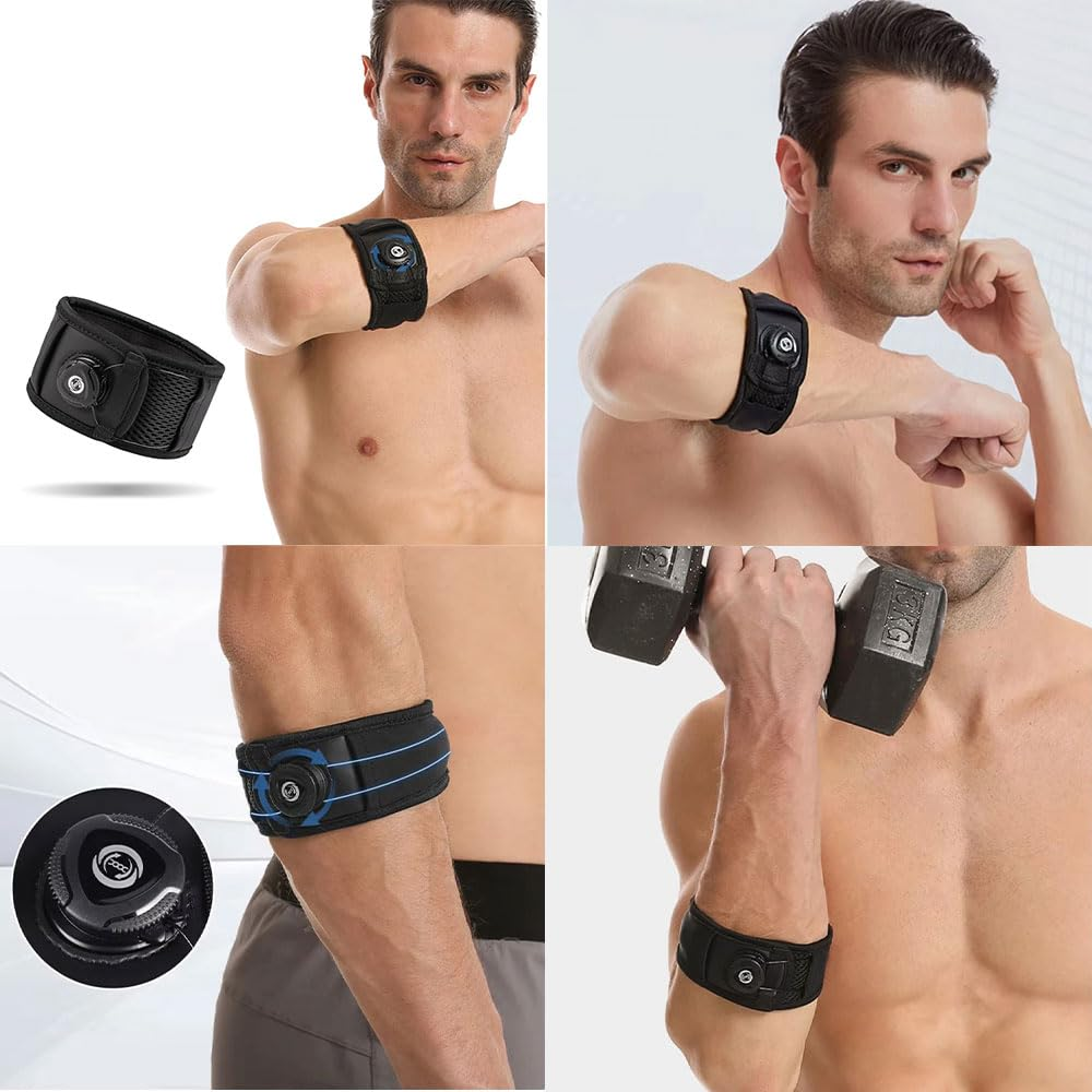 Adjustable Tennis Elbow Brace with Gel Pad and Dial &ndash; Compression Support for Tendonitis, Golfer&rsquo;S Elbow, Forearm Pain Relief &ndash; Ideal for Sports, Fitness or Daily Use