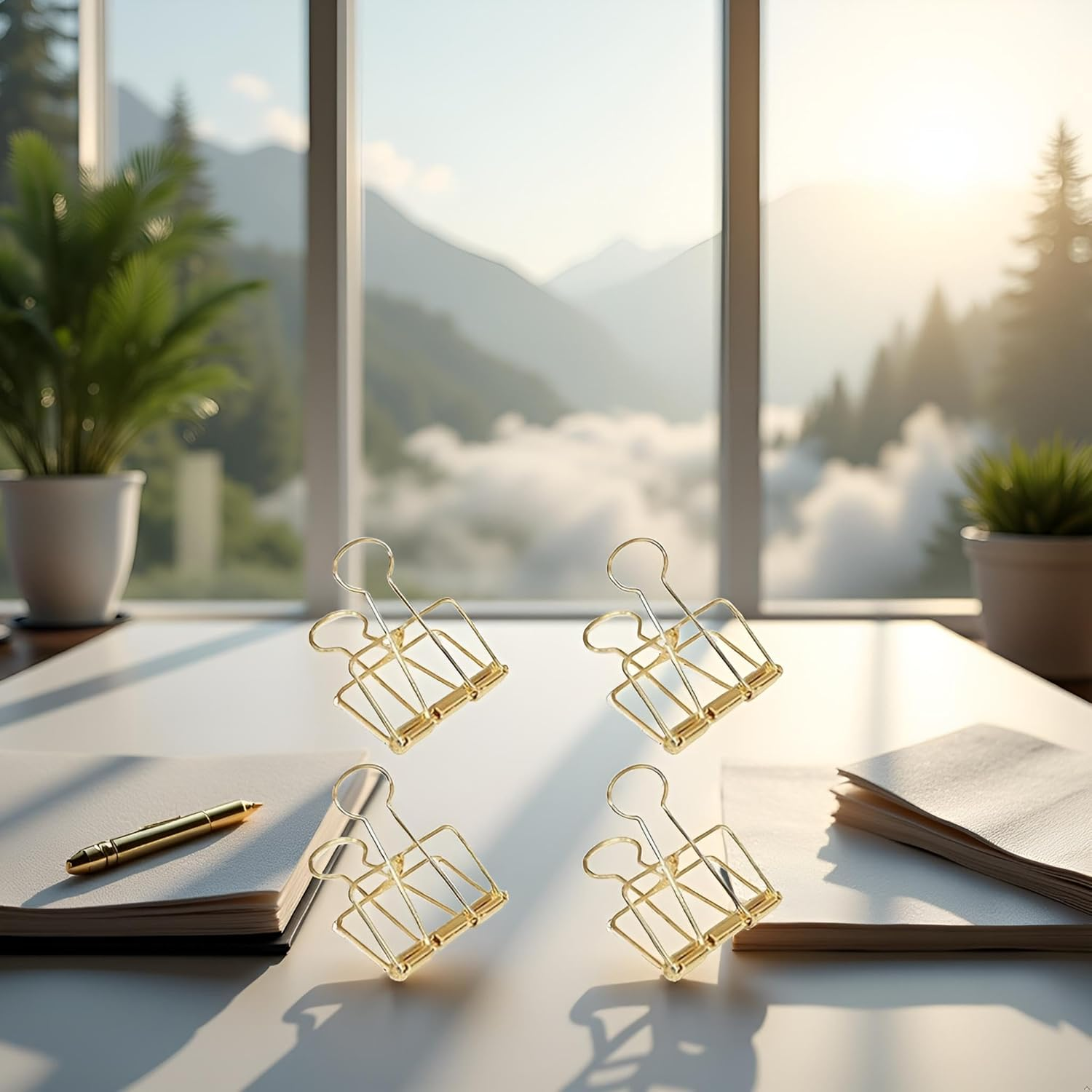 4Pcs Golden Hollow Out Long Tail Wire Binder Clips Paper Binder Clip Large 51Mm Binder and Paper Clips, Clamps and Rings, Office Supplies Small in Size and Light in Weight(Zs612) image number 4