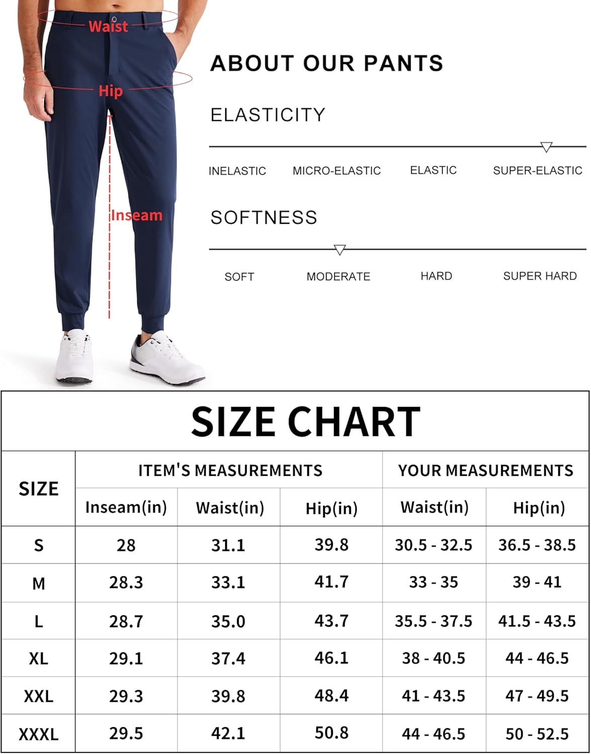 Libin Men'S 4-Way Stretch Golf Joggers with Pockets, Slim Fit Work Dress Pants Athletic Casual Yoga Sweatpants for Men