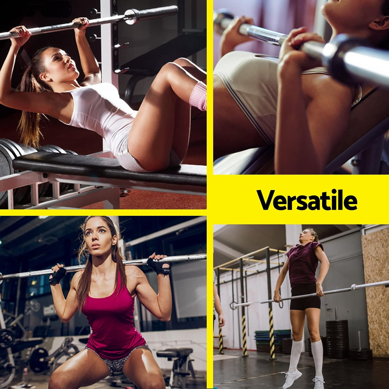 Everfit Barbell Bar, 168Cm Length Fitness Barbells Weight Plates Hand Weights Home Gym Exercise Equipment Workout Sets, with Collars 150Kg Capacity Silver image number 3