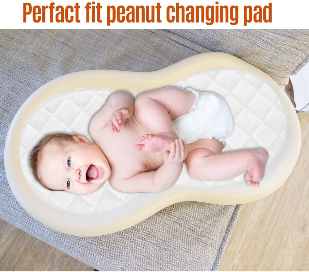 Changing Pad Liner,Peanut Shape Changing Pads,Thicker,Non-Slip,Waterproof and Washable Chaning Pads -White 3 Pack image number 4