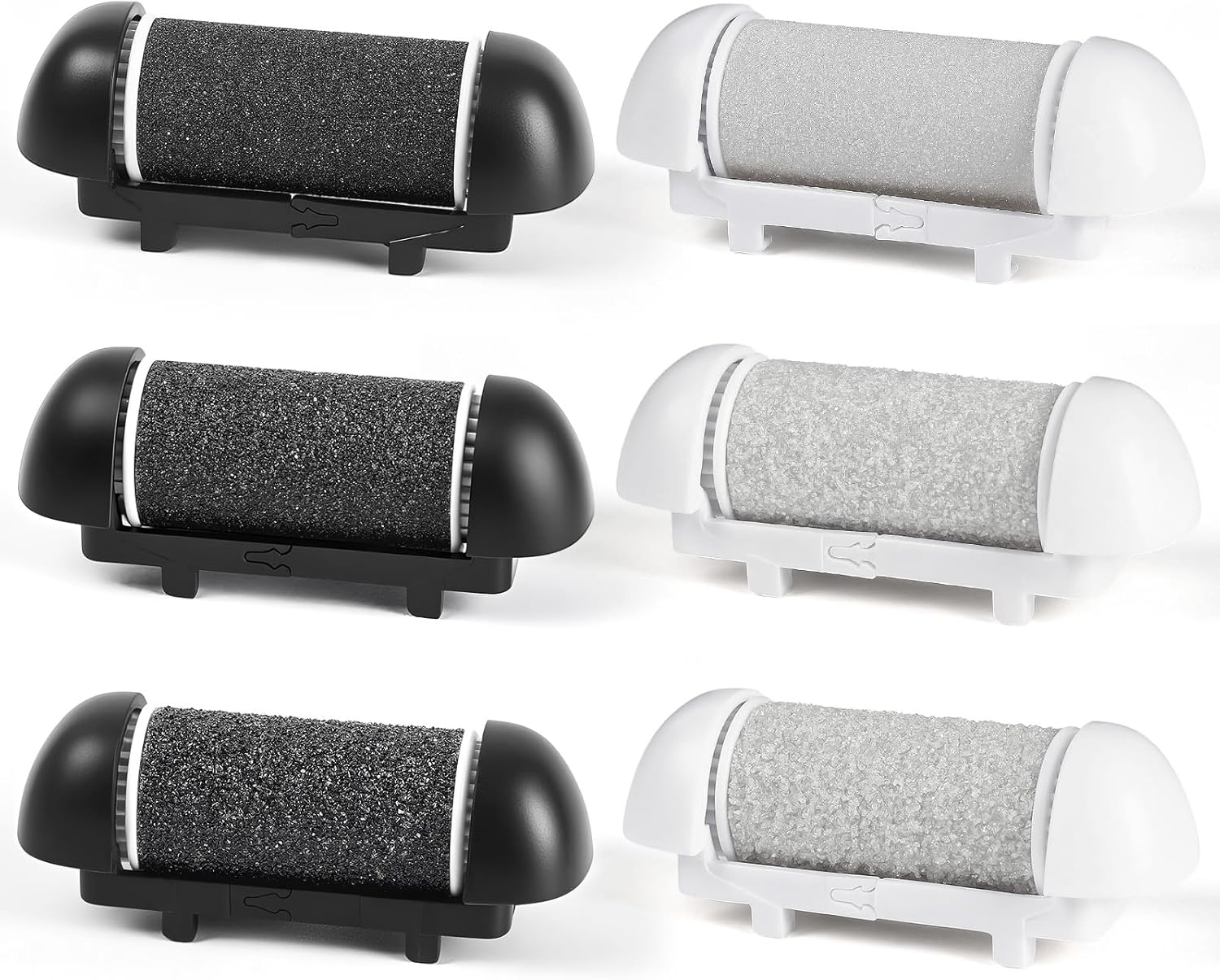 6Pcs Replacement Roller Refill Heads for Electric Callus Remover,Feet Pedicure Kit Refill Rollers, 2 Extra Coarse, 2 Regular Coarse, 2 Fine Coarse Refill Rollers (Black)