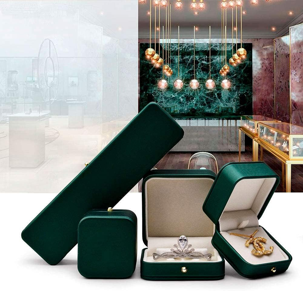 Oirlv Gorgeous Blackish Green Ring Box Premium Leather Ring Bearer Box for Wedding,Proposal Jewelry Gift Case (Ring Box) &hellip; image number 1