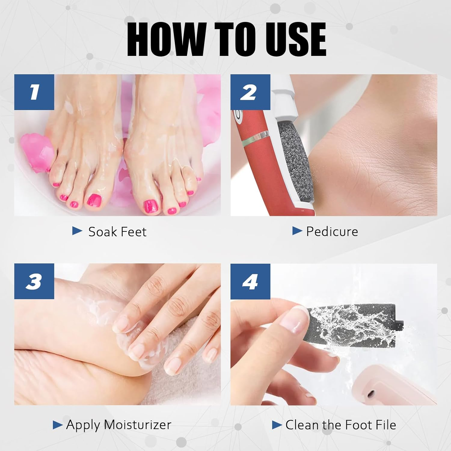 Electric Callus Remover Professional Set with 360&deg; Rotating Roller and Waterproof Design - Foot Scraper for Hard Skin, Cracked Heels and Callus Removal, Red image number 2