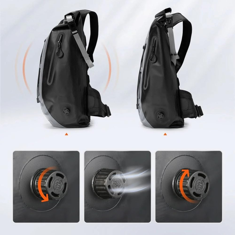 Inateck Bike Backpack 25-30L Waterproof Rolled Flap Backpack Multifunctional Hiking Backpack Suitable for Cycling, Hiking, Climbing and Outdoor Activities, Grey Black, 30 L image number 1