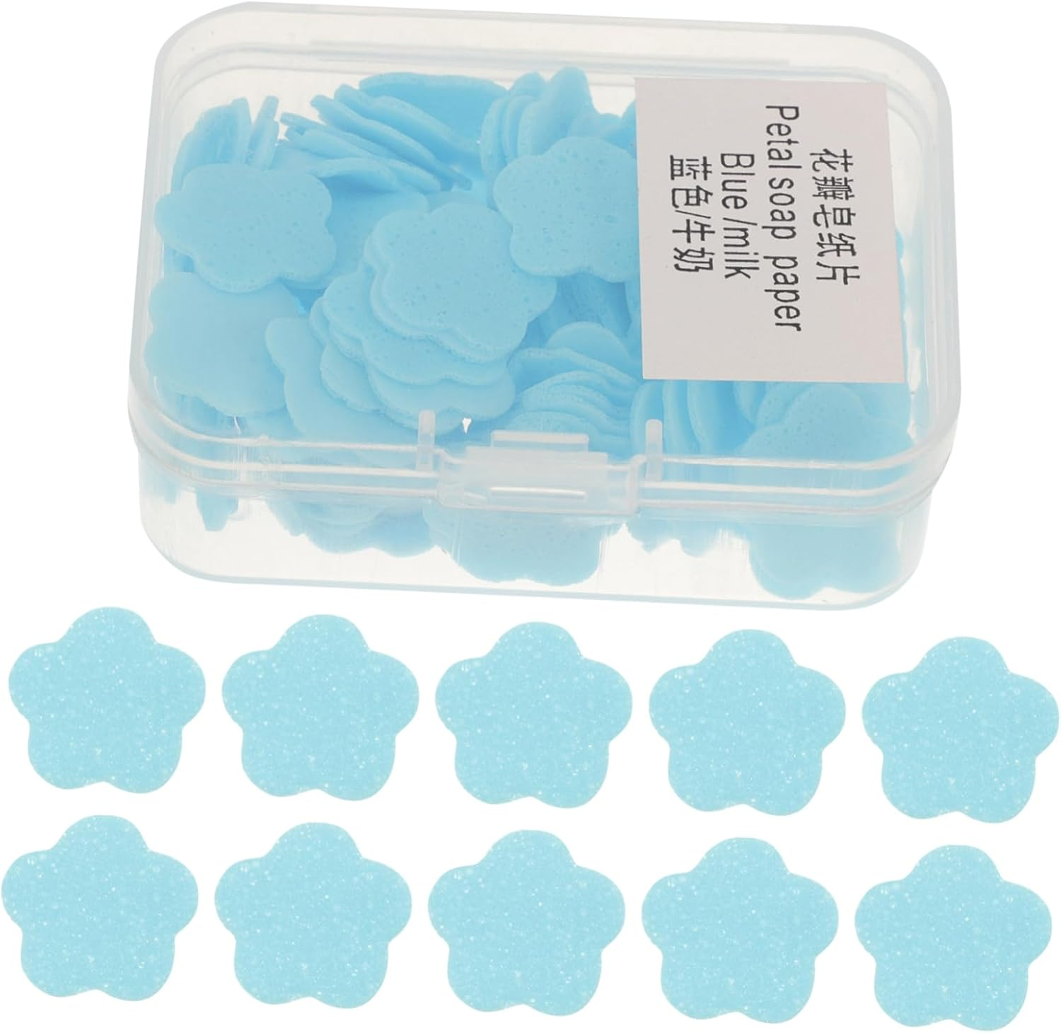 VANZACK Portable Travel Soap Sheets Mini Soap Slices for Boys and Girls Blue Milk Fragrance Hand Cleaning 30-Pack for Camping and Travel image number 5