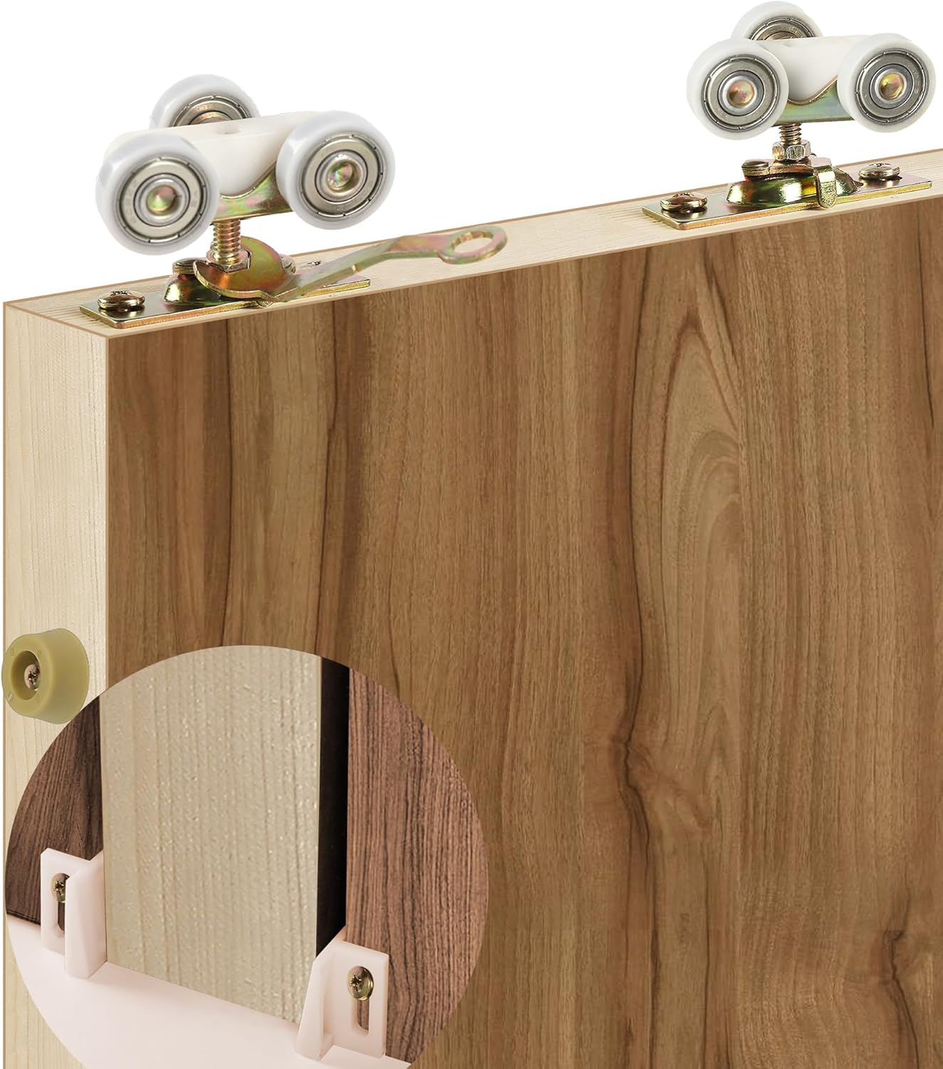 Pocket Door Commercial Grade Hanger Fits Johnson Part #1125 & Upgrades #1500 Hardware Kit, 1" Nylon Ball Bearing, 1-1/4" C.T.C, Min. 1" Thick Doors, 200Lbs Capacity image number 5