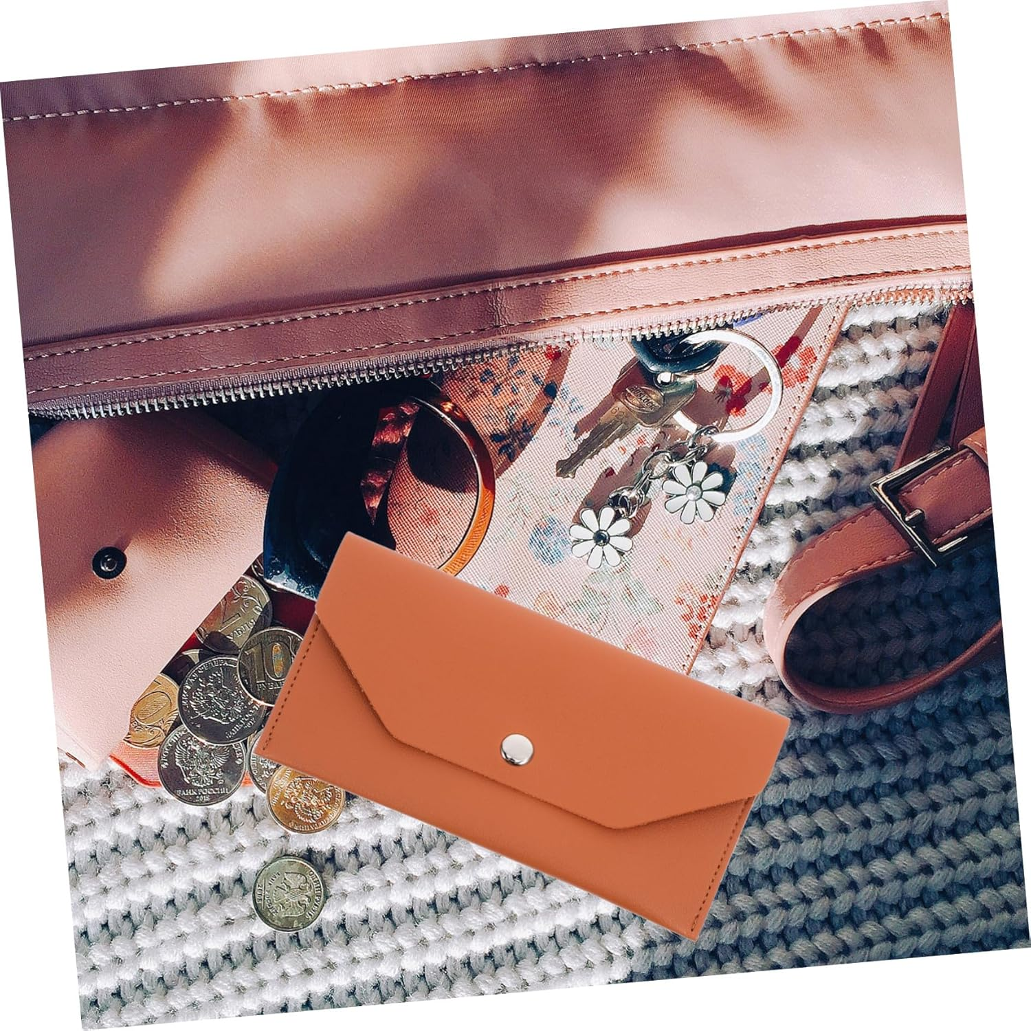 Jojofuny Pu Business Card Holder Cash Envelopes Bag Passport Pouch for Travel Card Organizer Passport Case for Airport Money Envelope - Brown image number 5