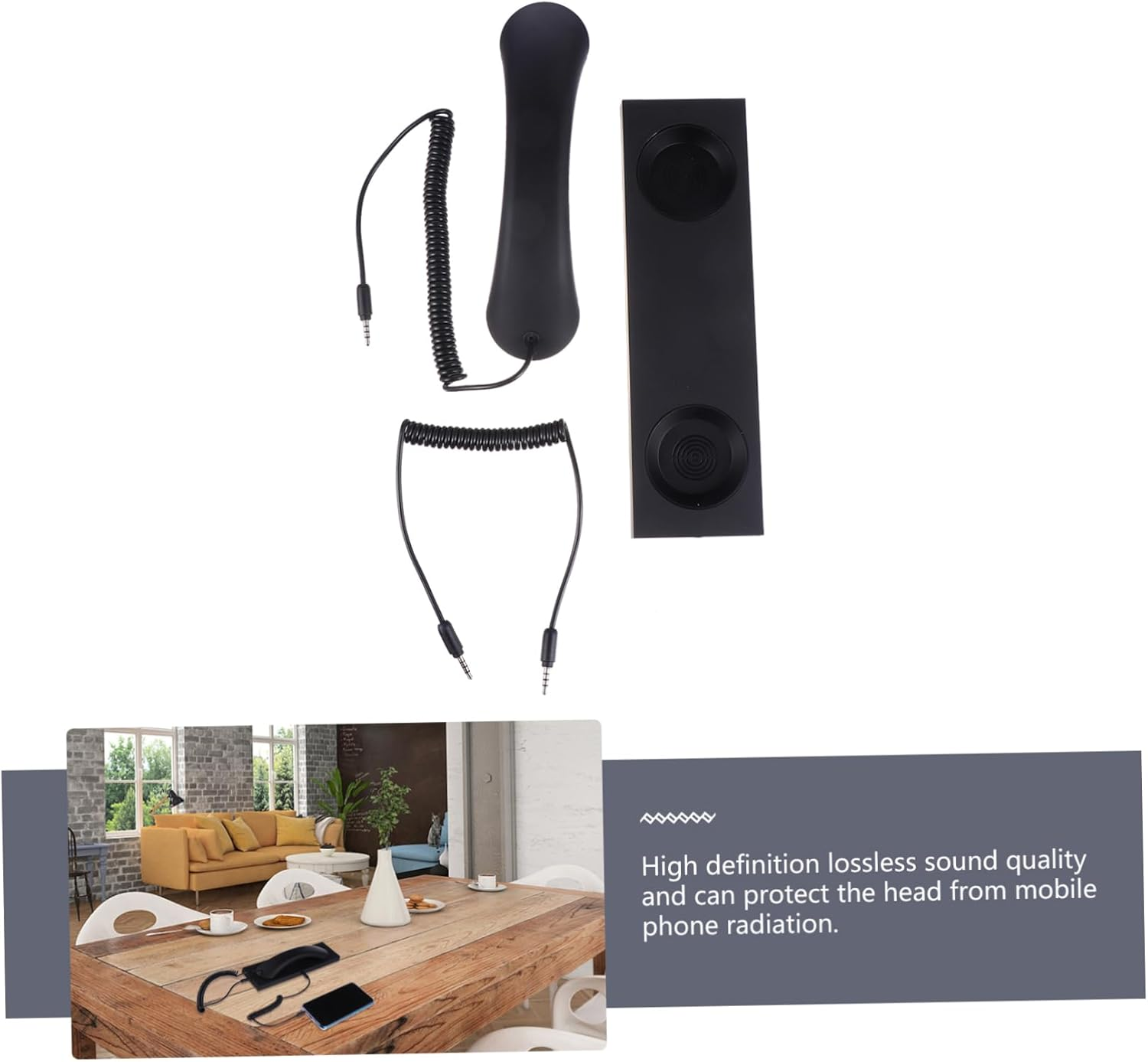 HOLIDYOYO Vintage Retro Telephone Handset Wired Mobile Phone and Tablet Receiver Microphone Matte Black for Computer and Mobile Communication image number 6