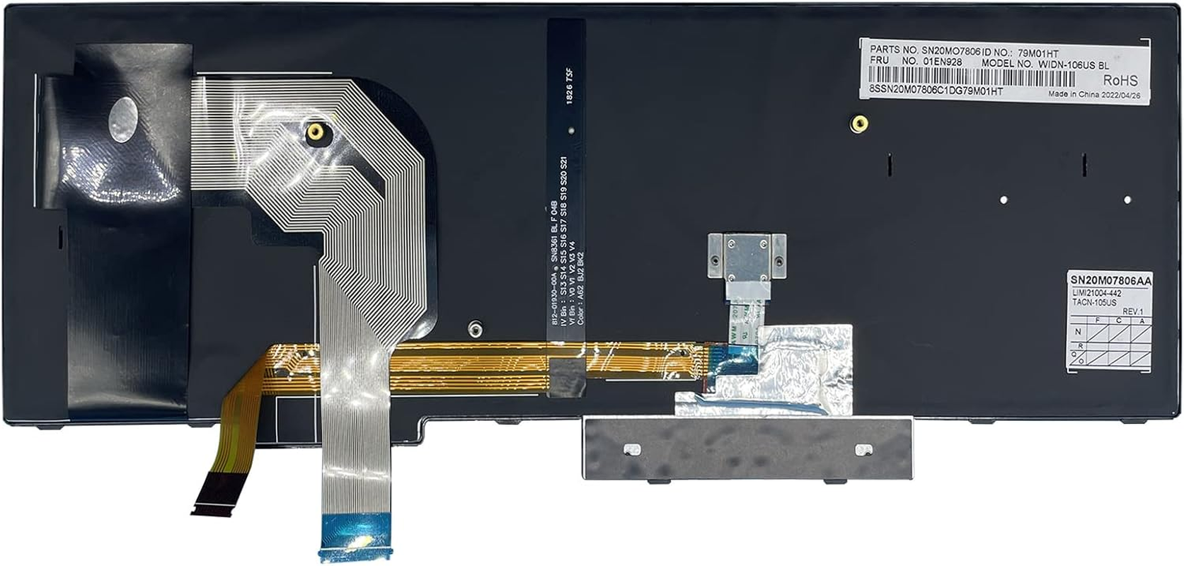 USA US Layout New Laptop Keyboard for Lenovo Thinkpad T570 T580 P51S P52S Laptop with Frame with Pointing Stick (With Backlight) image number 1