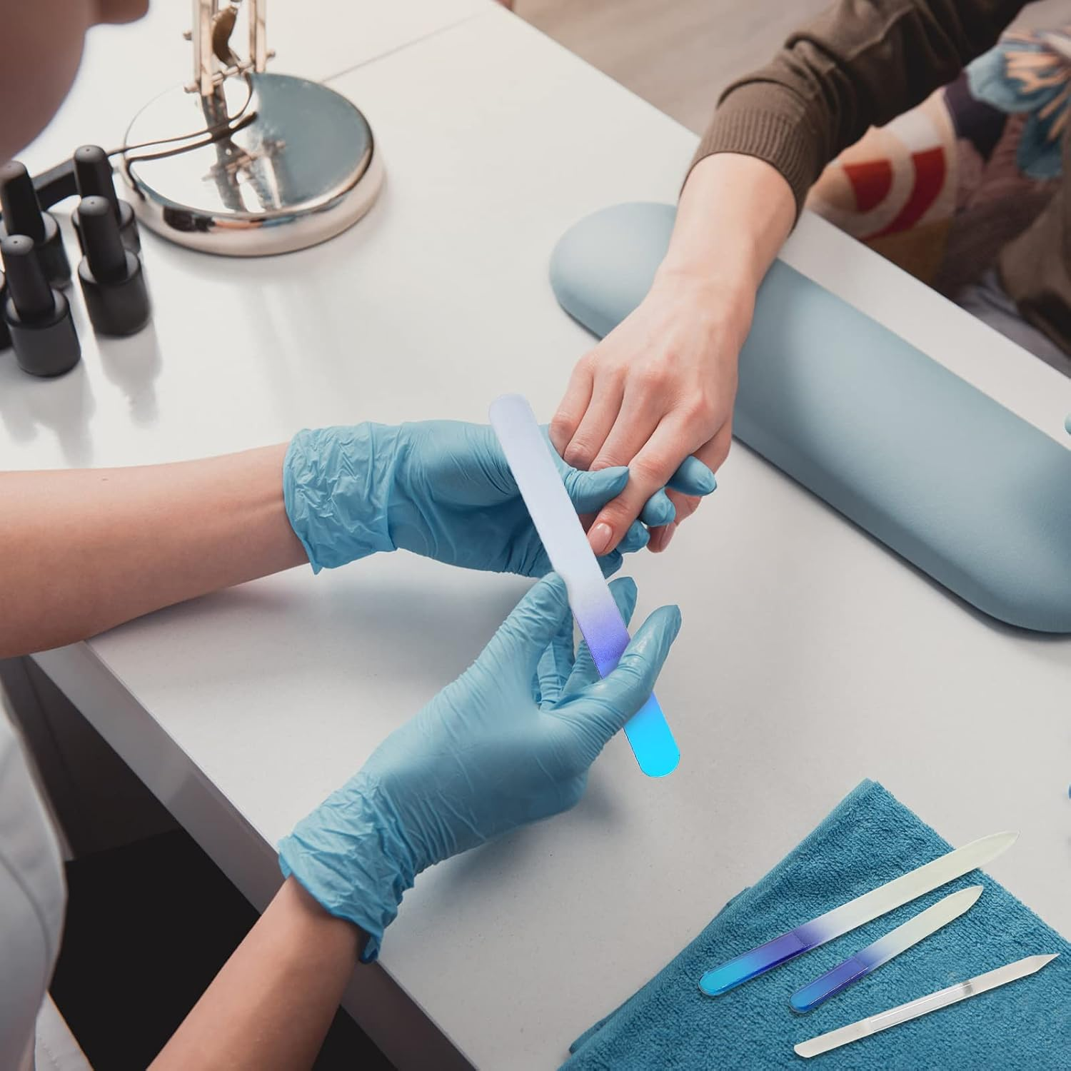 4 Pcs Glass Nail File Set Nail Files and Cuticle Pusher Double Sided Crystal Fingernail Buffers for Women Natural Fingernail Manicure Pedicure Toenail Buffer Cuticle Trimmer image number 6