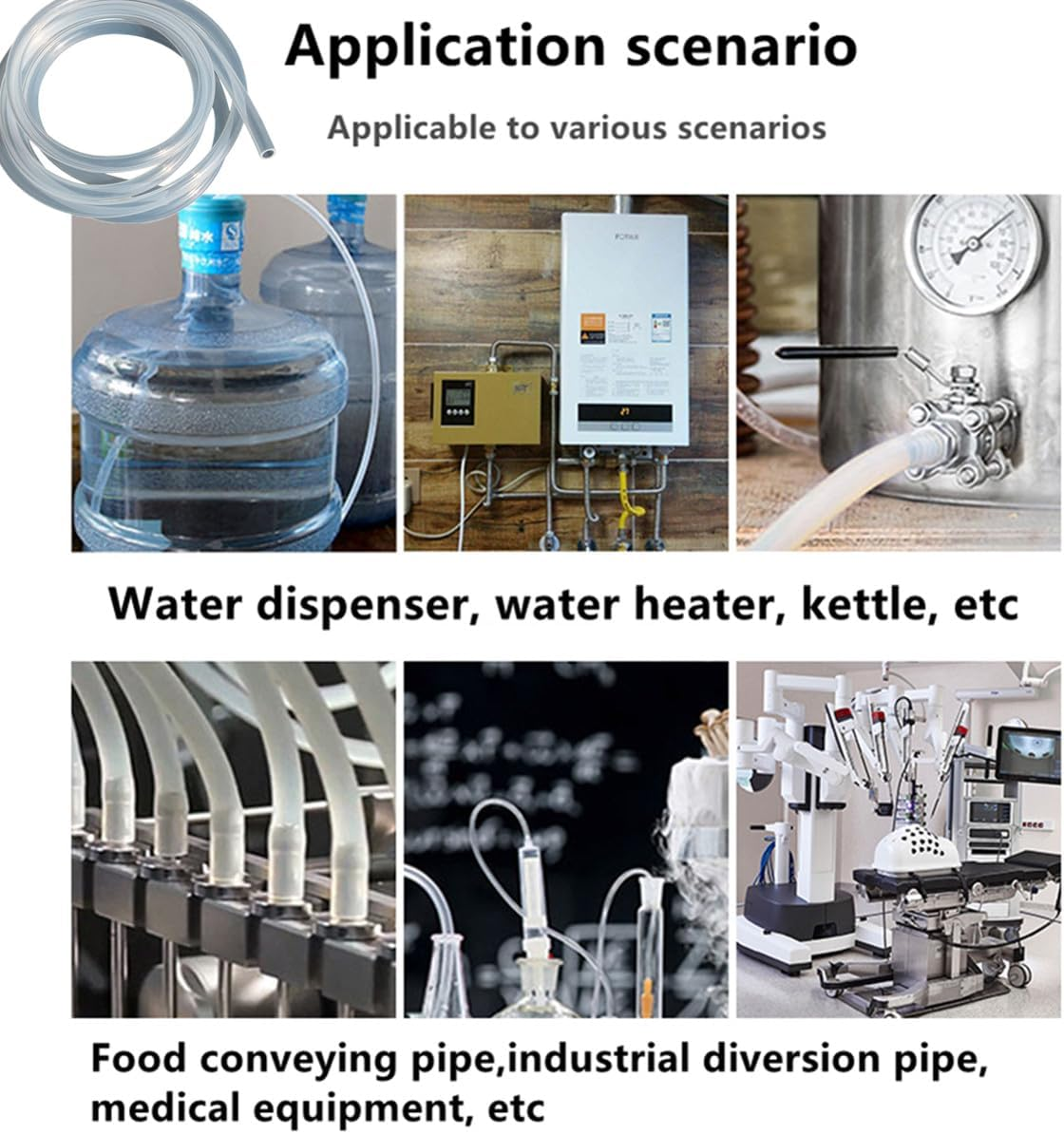 4M(13Ft) 6Mm ID X 10Mm OD Food Grade Silicone Tubing,High Temperature and Low Temperature Resistance, Flexible Transparent Hose,For Home Wine, Aquarium Air Tubes image number 1