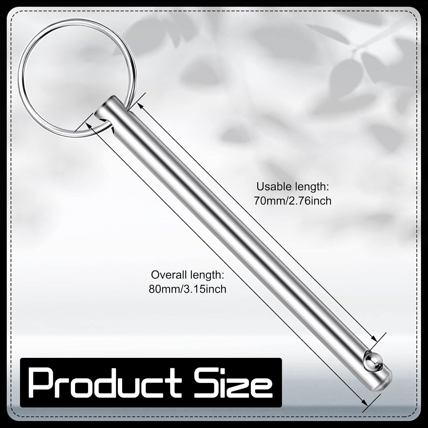 LEIFIDE Quick Release Pins for Bimini Top, Diameter 0.25 Inch, Usable Length 2 X 19/25'' (70Mm) Total Length 3 X 3/20'' (80Mm) Bimini Top Pin Marine Hardware Stainless Steel Trailer Pin(8 Pcs) image number 6