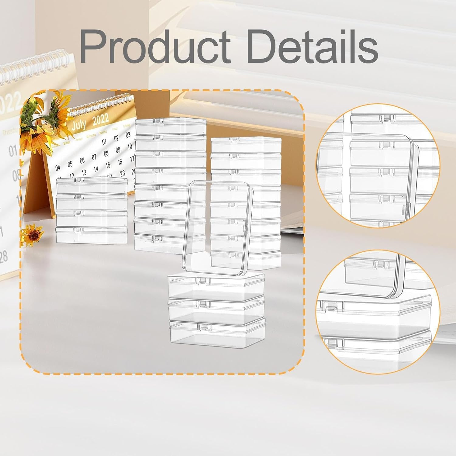 Qianly 24X Bead Storage Box Craft Organizer Crayon Box Stackable for Buttons Charms Hairbands image number 5