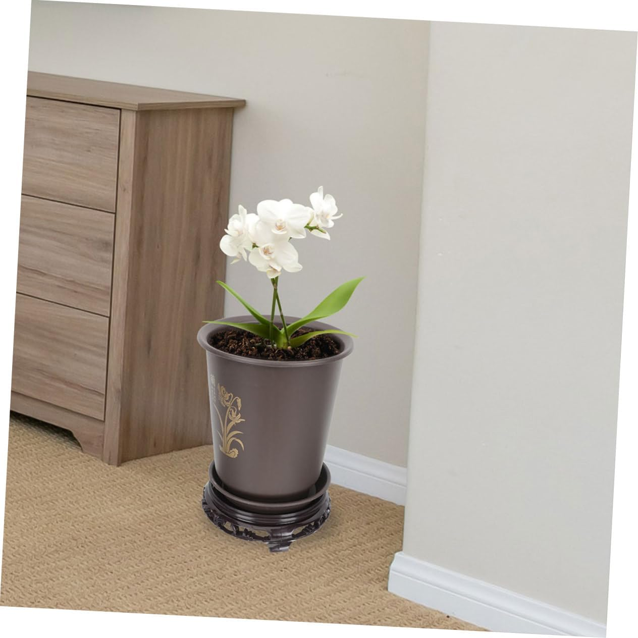 MERRYHAPY 2Sets Orchid Flowerpots Base for Indoor Plants Chic and Decorative Flower Pots Material for Ferns