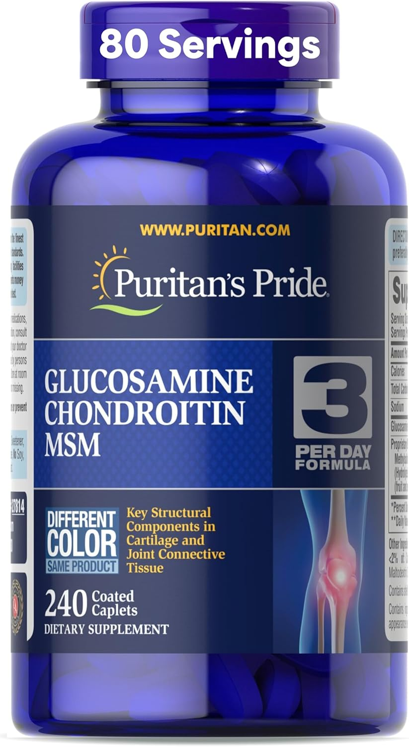 Puritans Pride Double Strength Glucosamine, Chondroitin and Msm Joint Soother, 240 Count image number 4