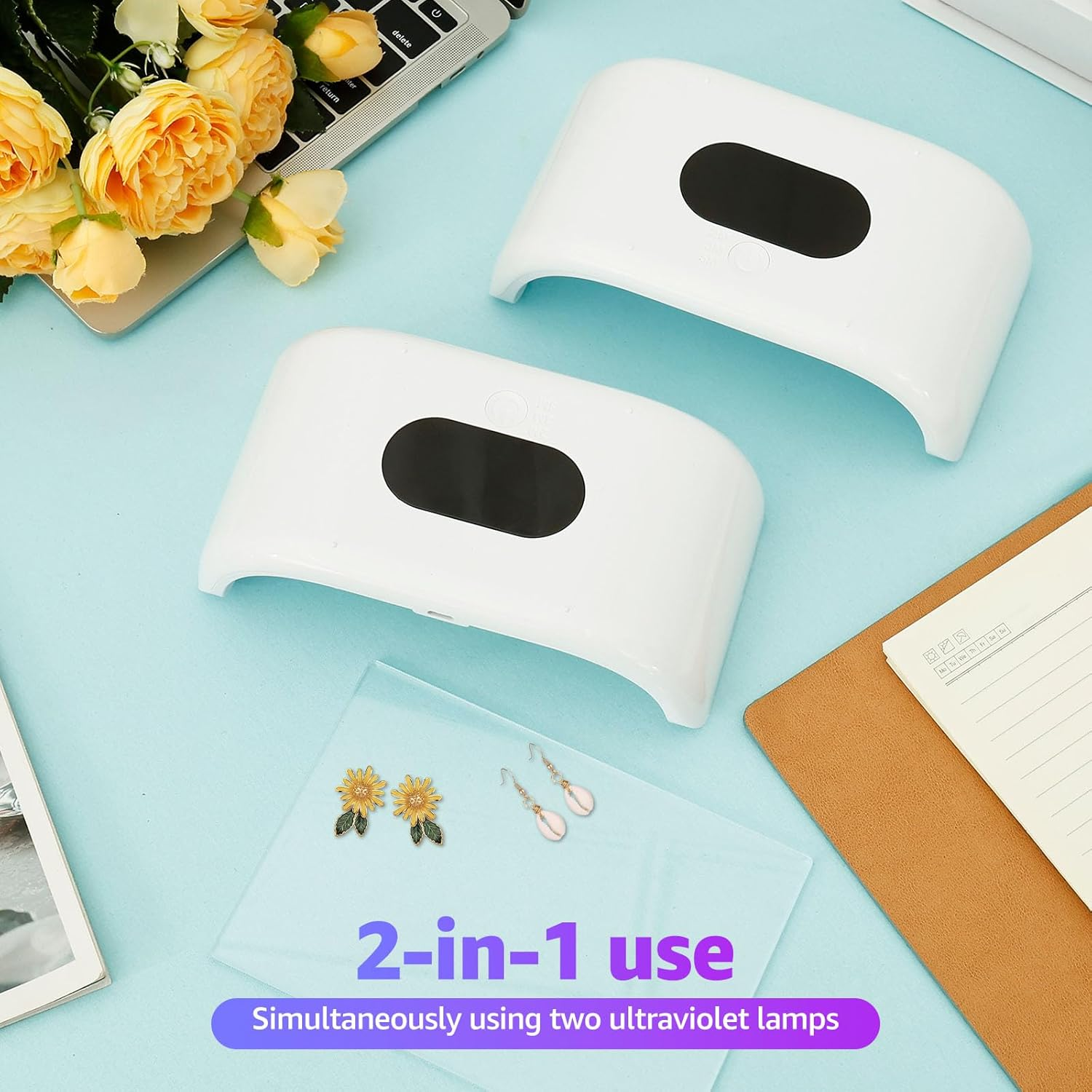 UV Light for Resin Double Sided Light with Digital Display and 3 Timing Settings Detachable for Curing, Molds, Jewelry Making, DIY Craf