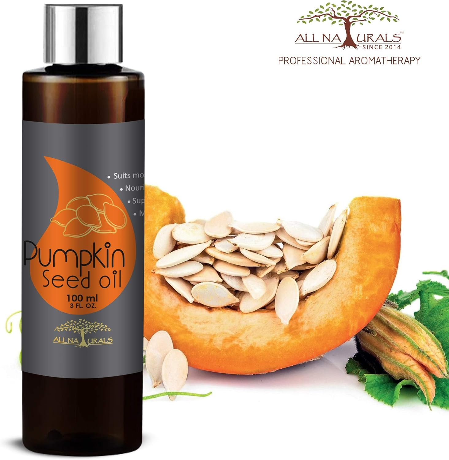 All Naturals 100% Pure Hair Growth Combo of Peppermint Essential Oil (Up, India) 15Ml and Pumpkin Seed Oil 100Ml for Hair Care and Hair Growth image number 2